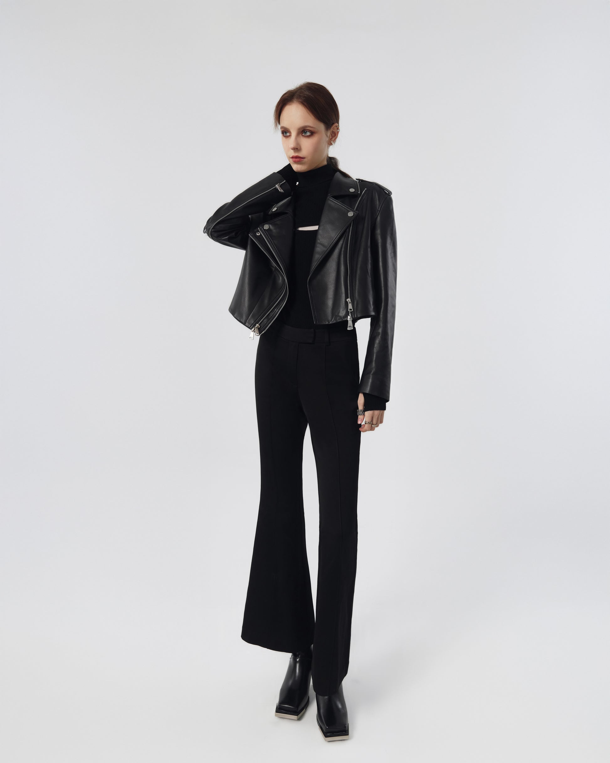 Estella Double Lapel Biker Leather Jacket