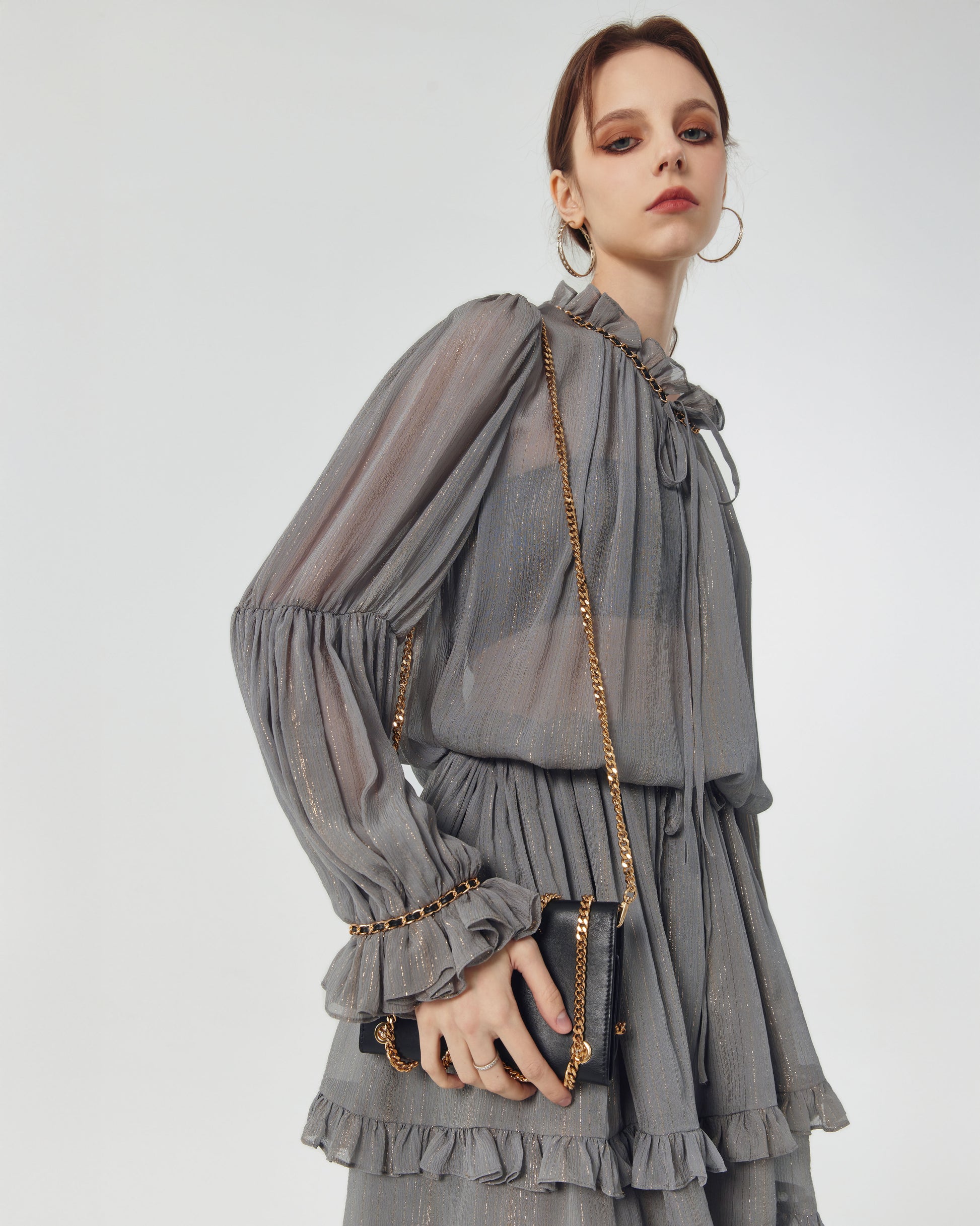 Janette Silk Chiffon Blouson Dress