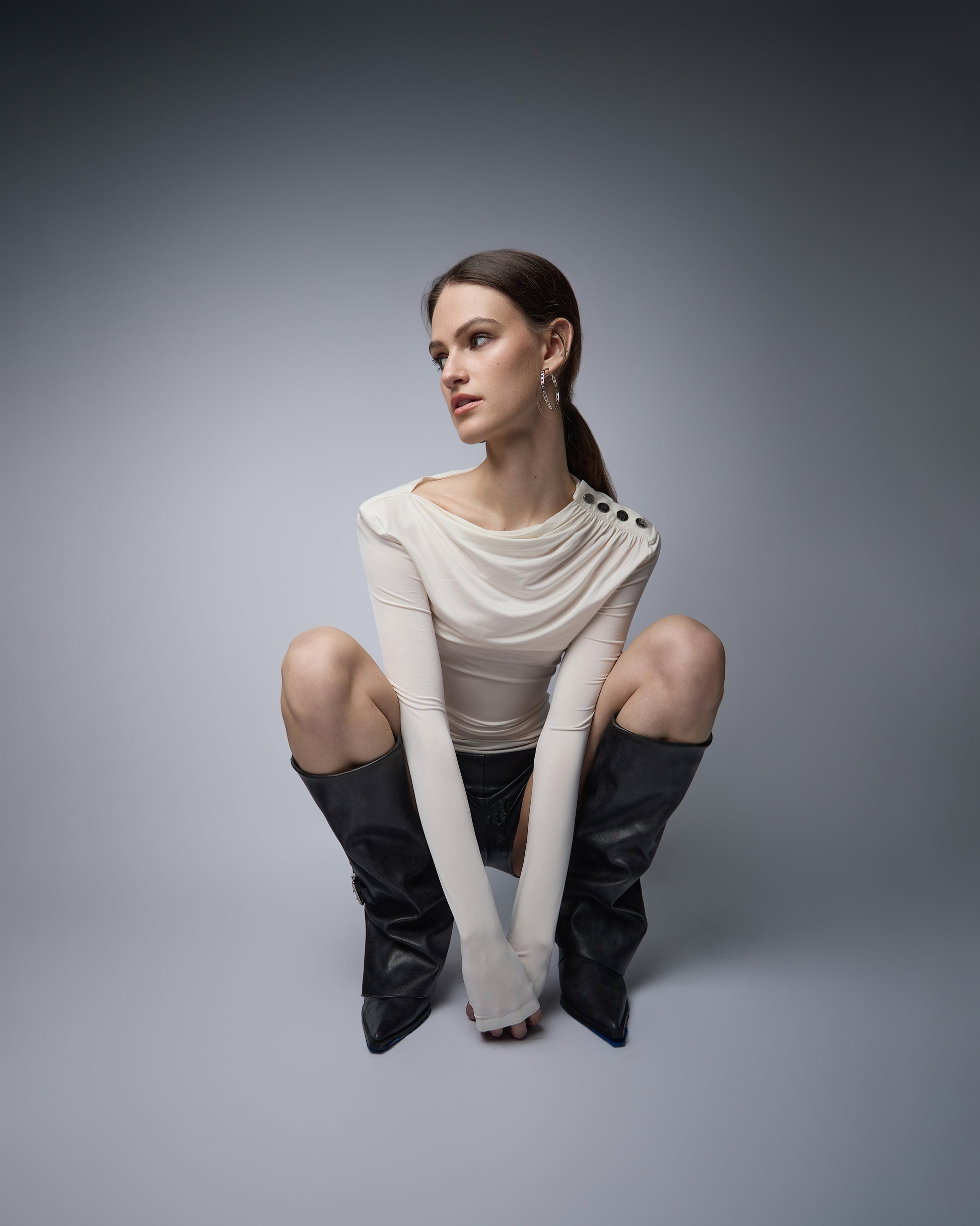 Lucien Draped Long Sleeve Top