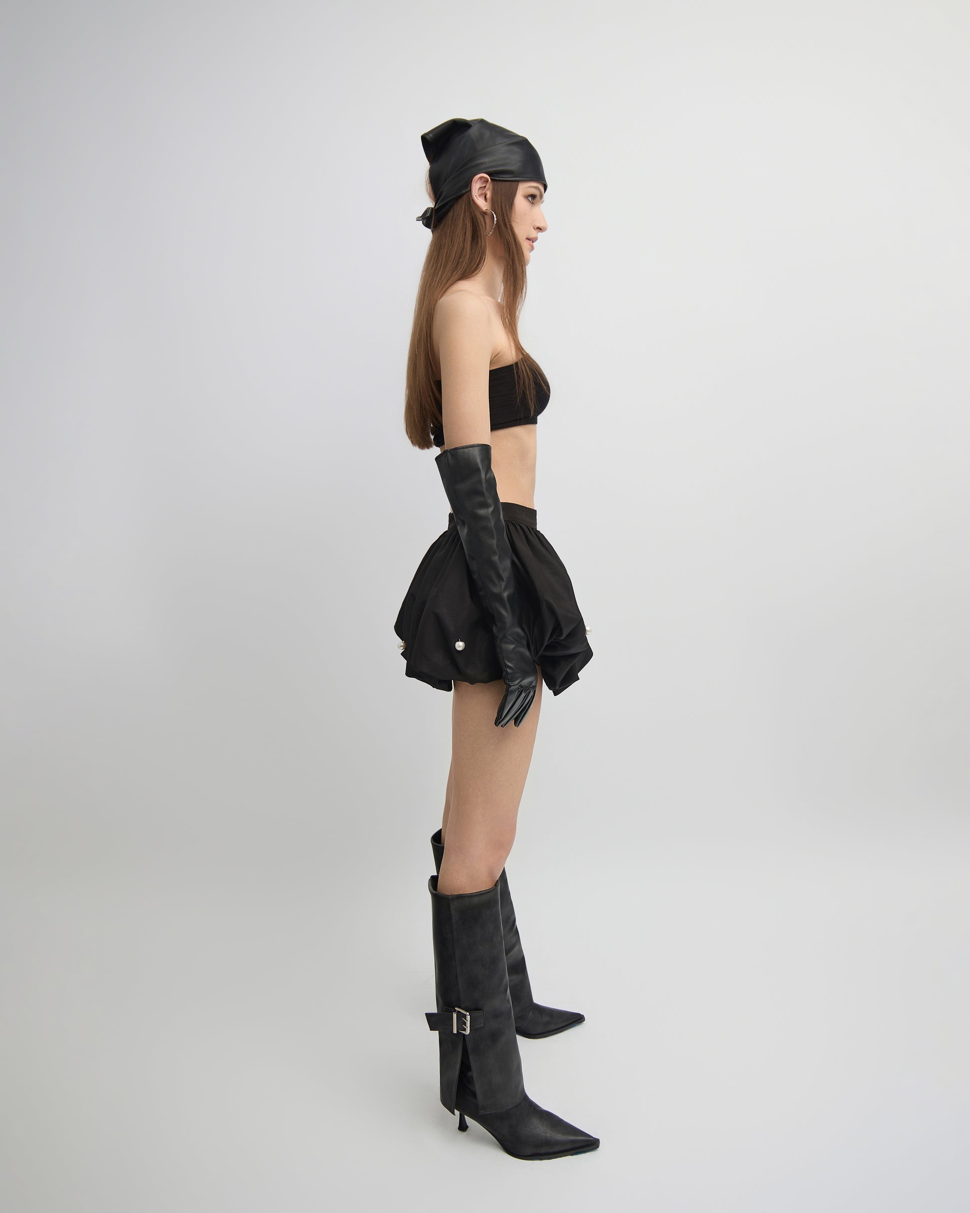 Daphne Pearl Embellished Bubble Mini Skirt