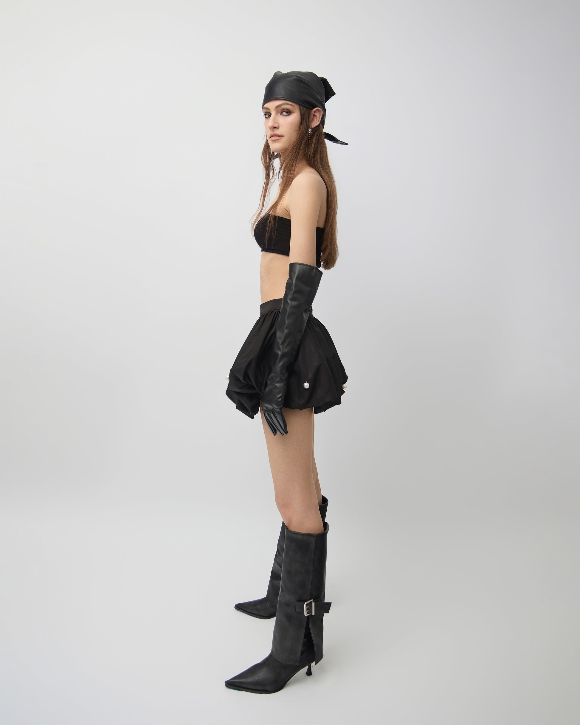 Daphne Pearl Embellished Bubble Mini Skirt