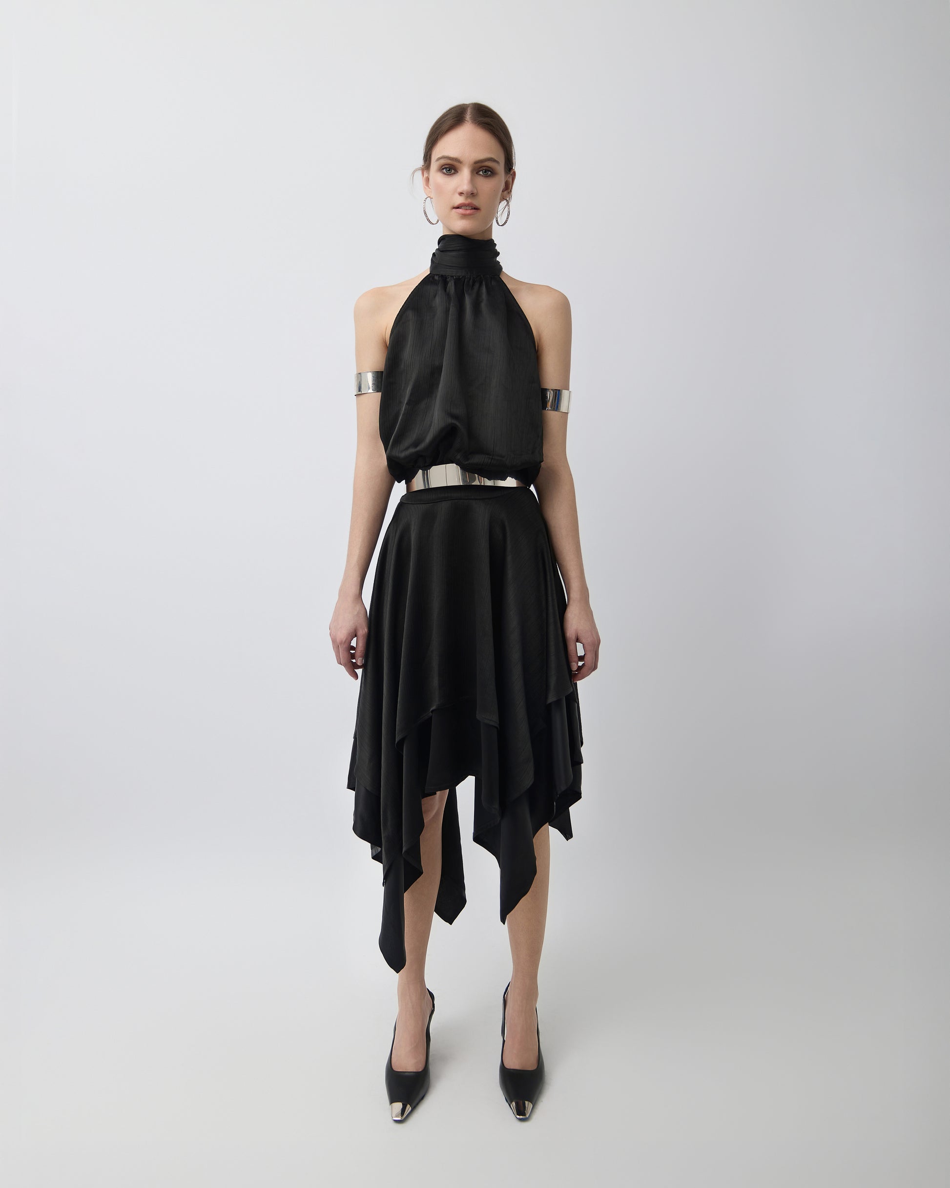 Celeste Halter Scarf-Hem Dress