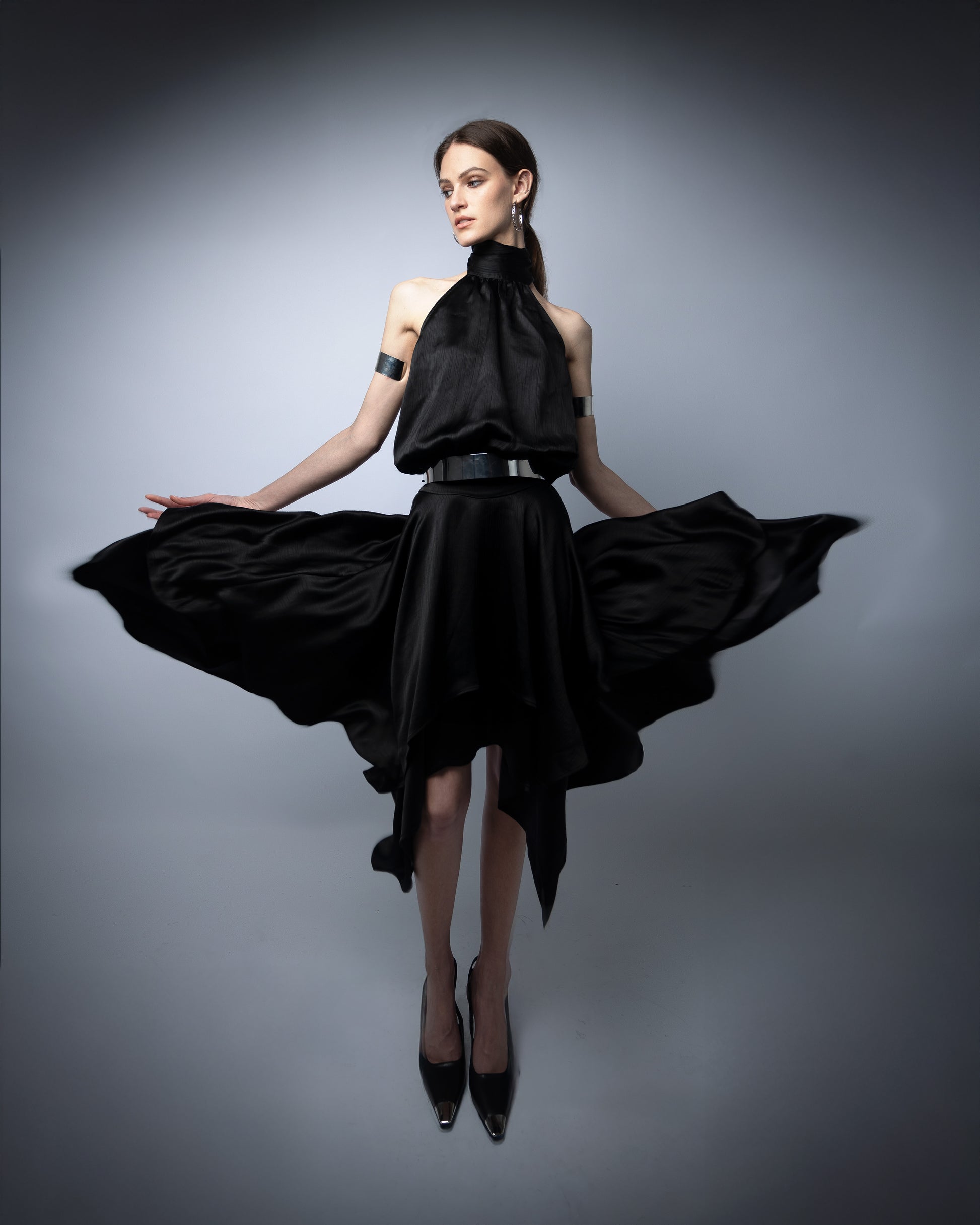 Celeste Halter Scarf-Hem Dress