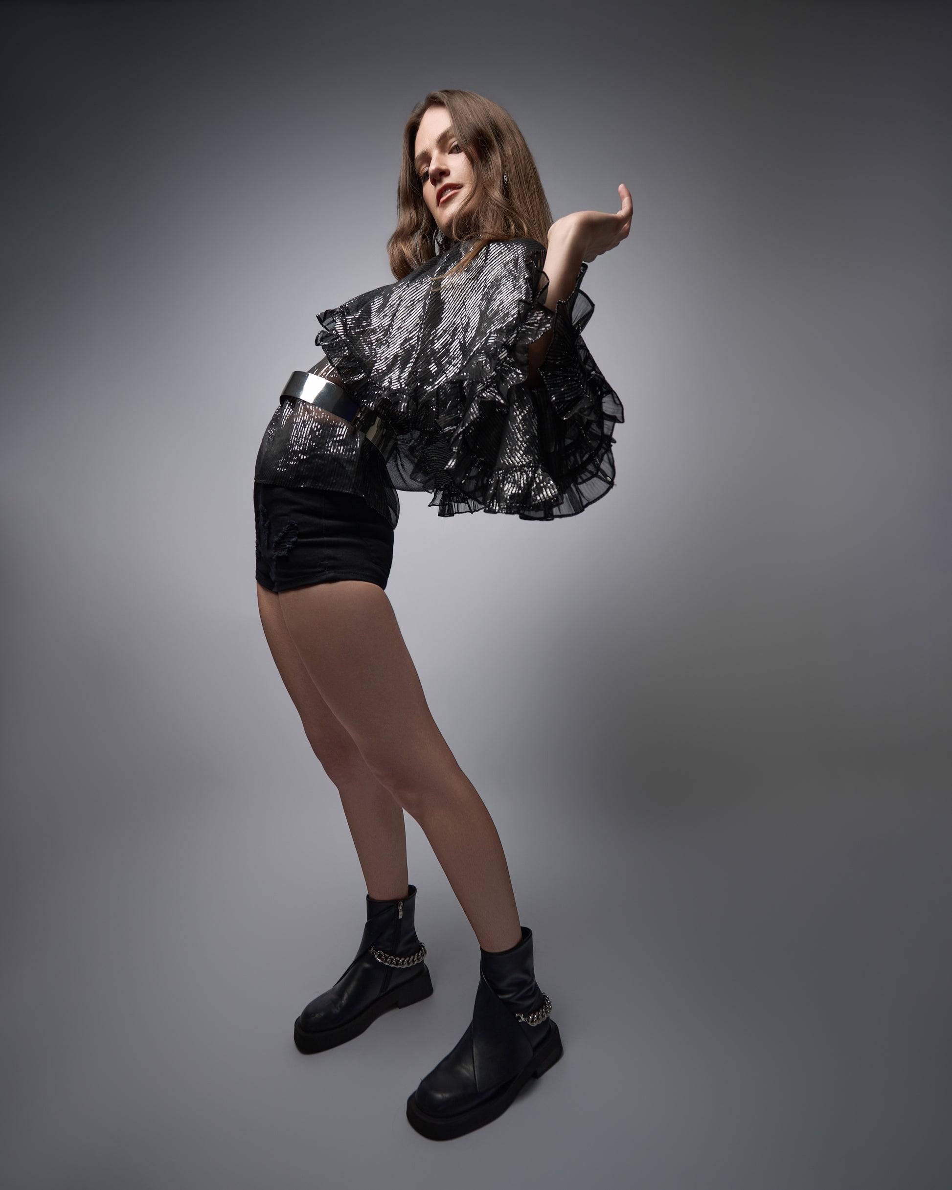 Cyra Chiffon Cape Blouse