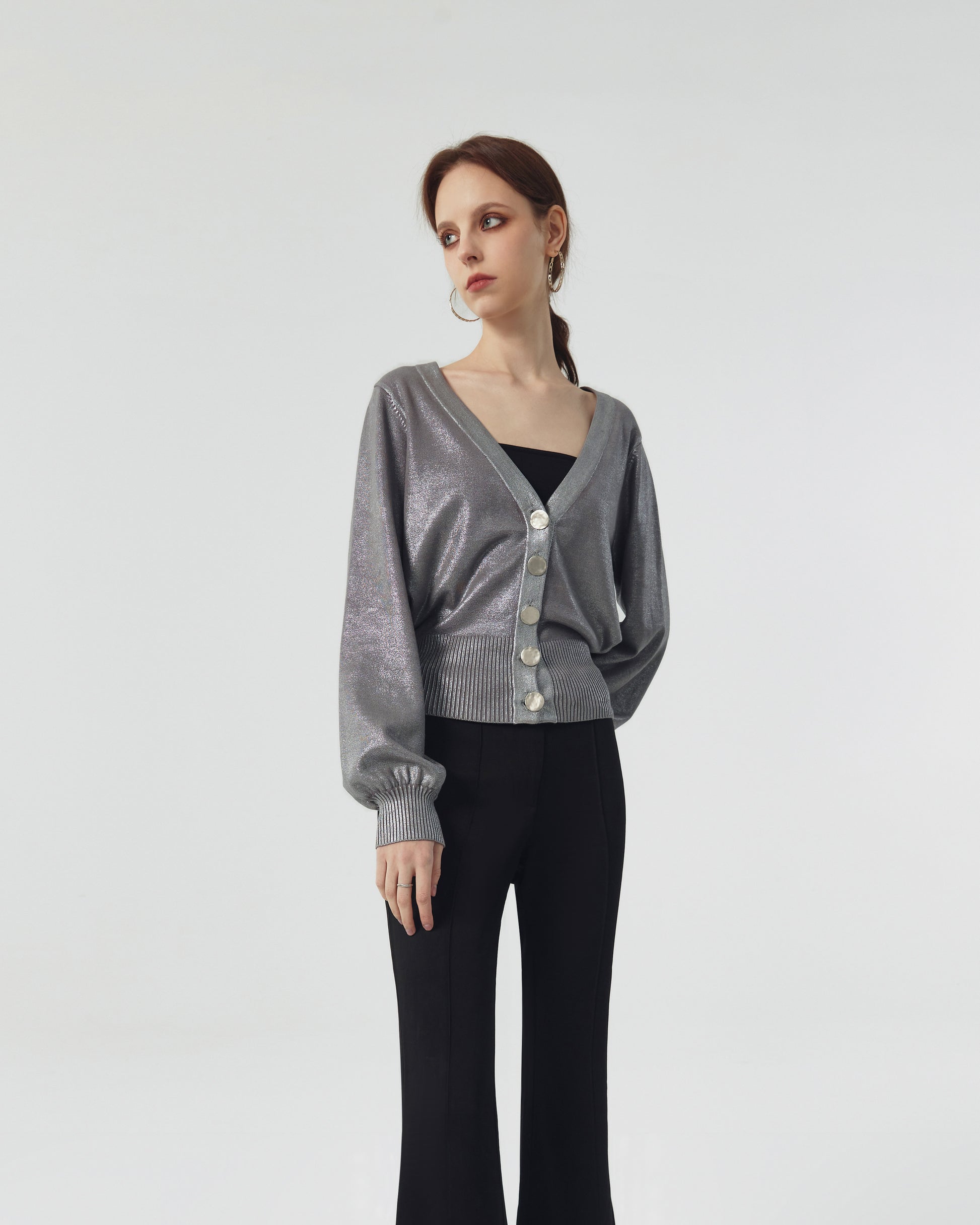 Astra Metallic Silver Cardigan