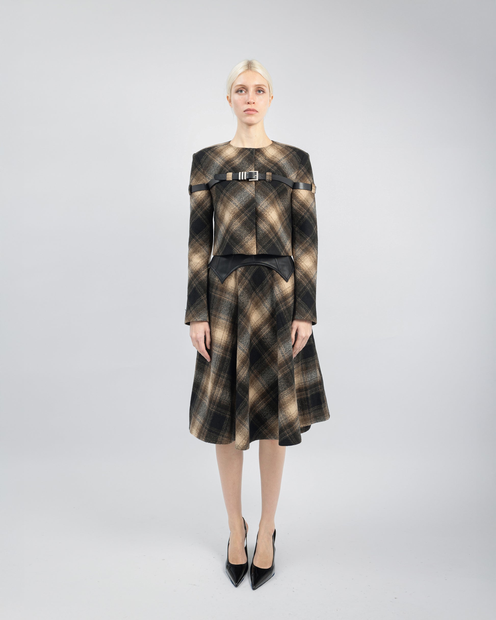 Alethea Plaid Cropped Blazer