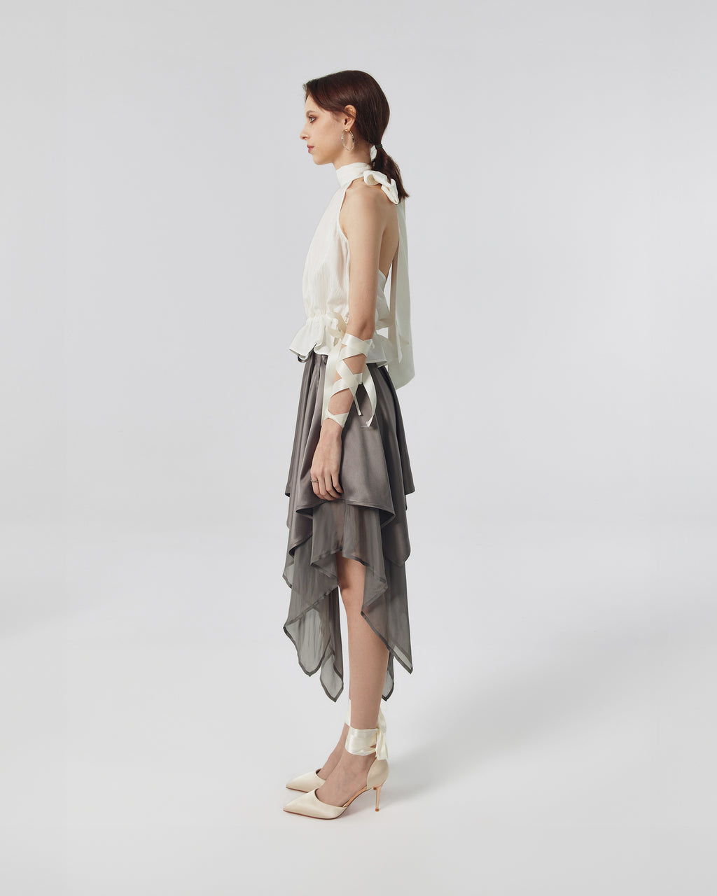 Giselle Satin Asymmetric Scarf Skirt image 4