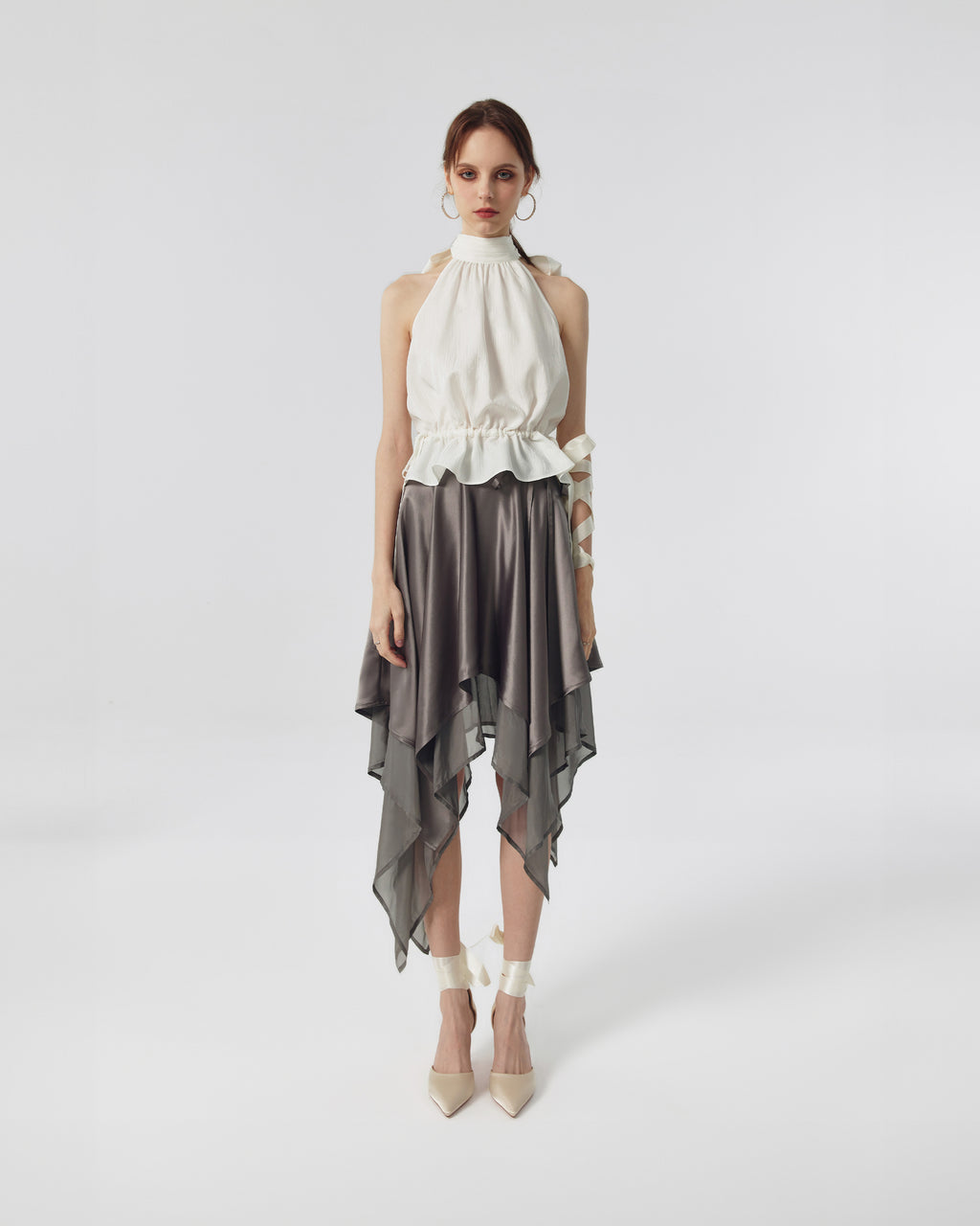 Giselle Satin Asymmetric Scarf Skirt image 2