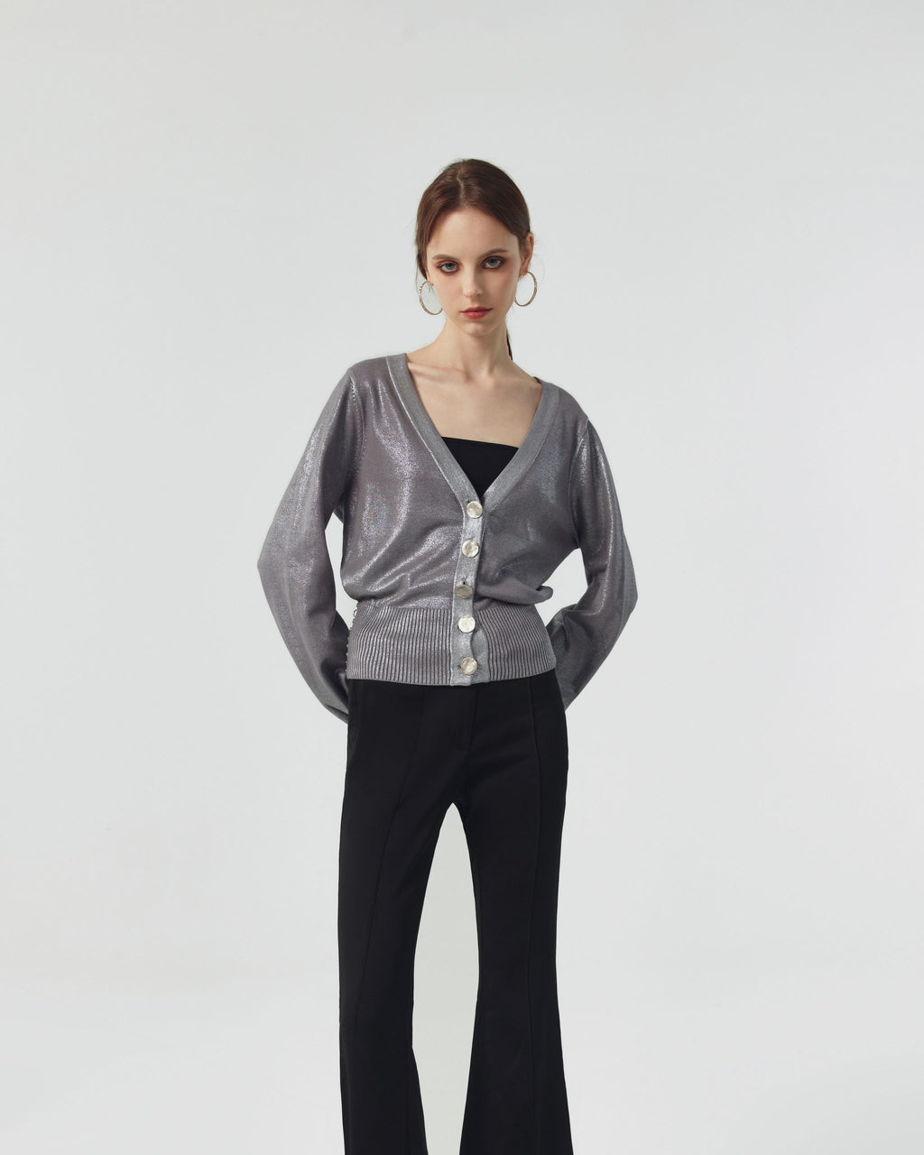 Mercury Metallic Silver Cardigan image 0