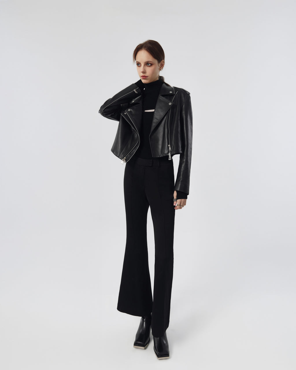 Estella Double Lapel Biker Leather Jacket