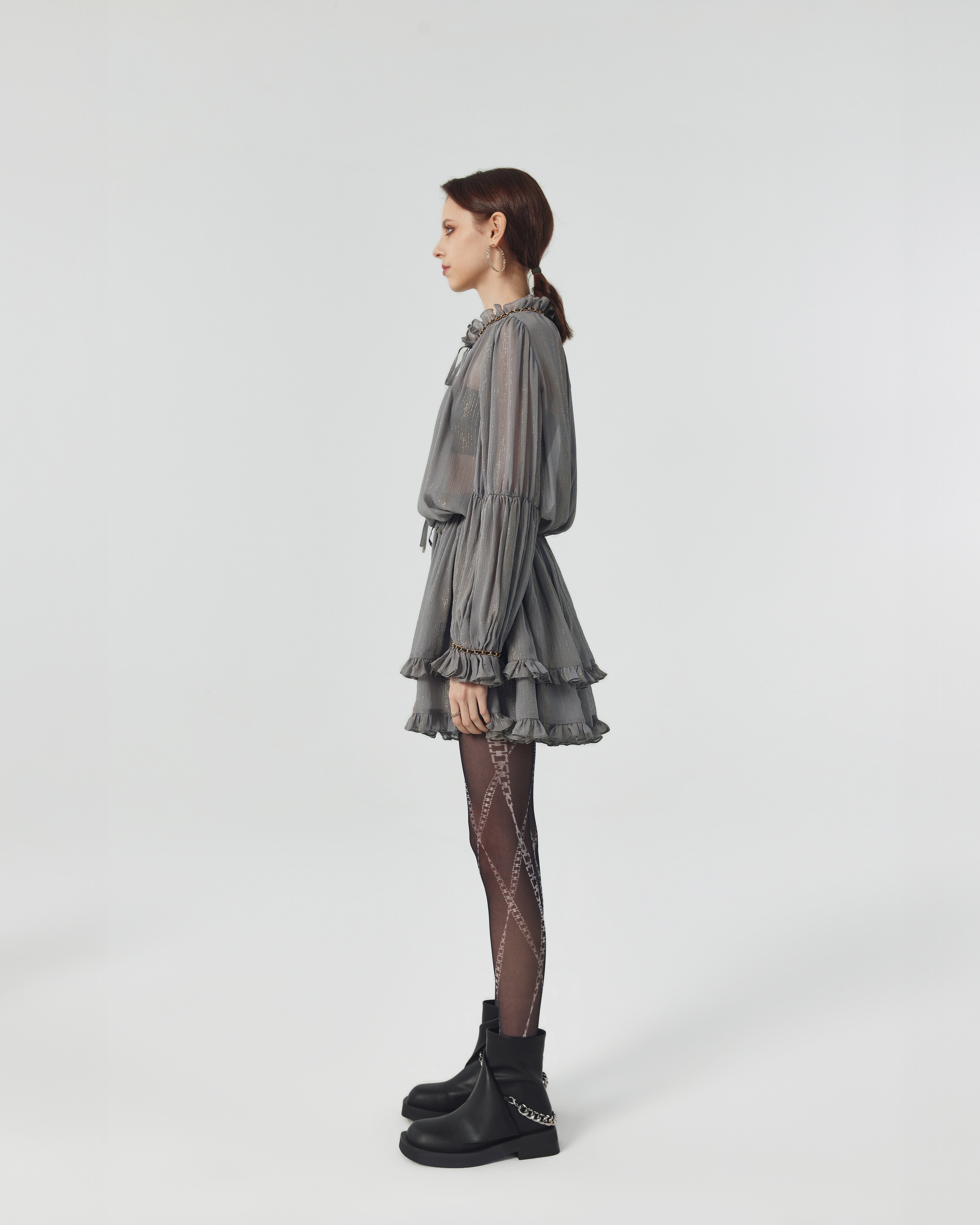Janette Silk Chiffon Blouson Dress – X-U