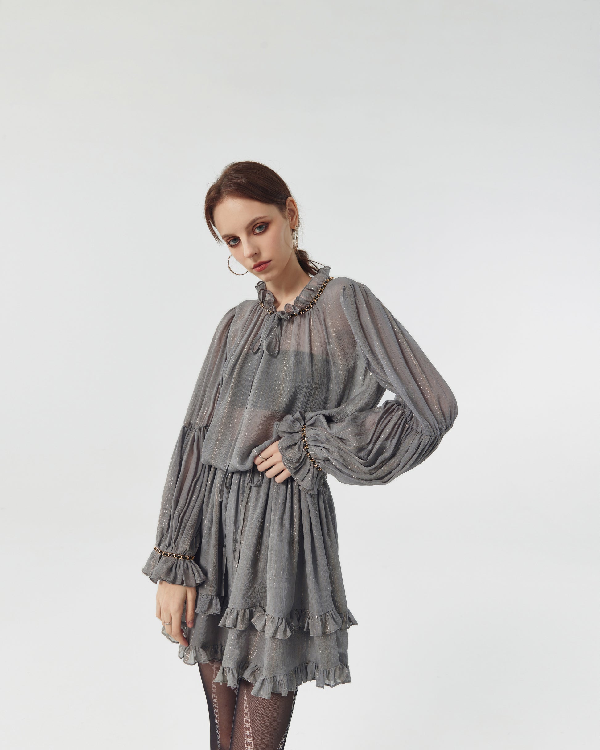 Janette Silk Chiffon Blouson Dress