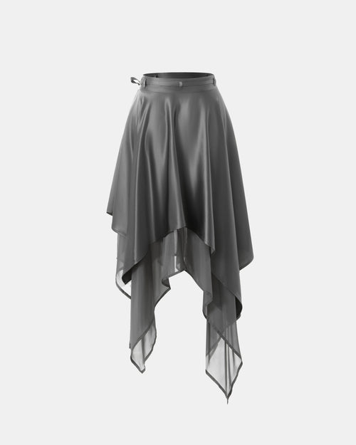 Giselle Satin Scarf-Hem Skirt