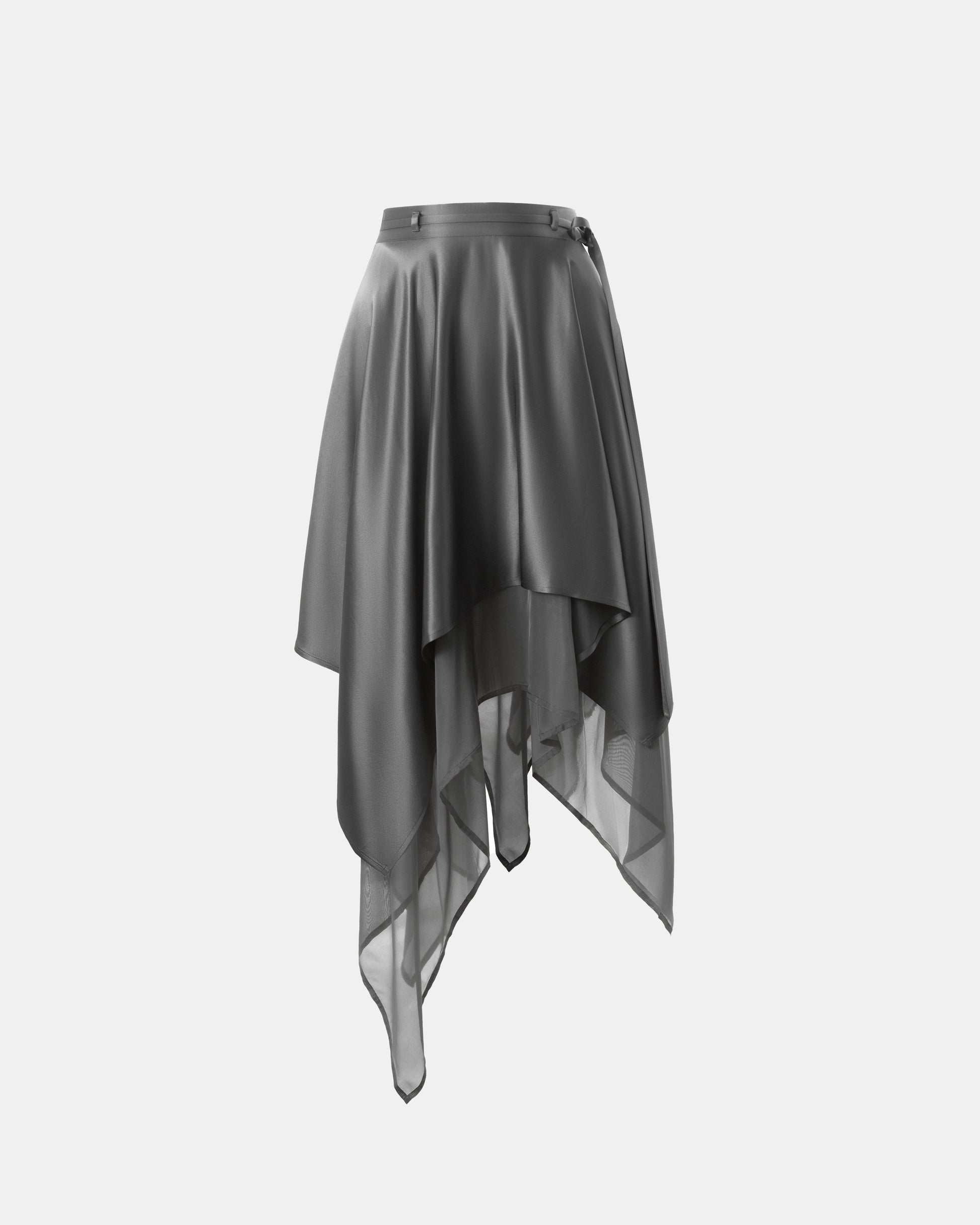 Giselle Satin Scarf-Hem Skirt