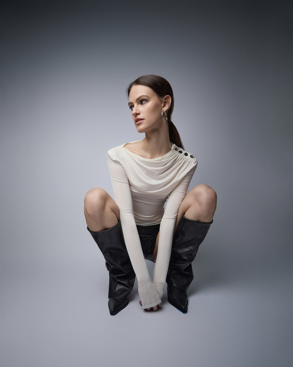 Lucien Draped Long Sleeve Top