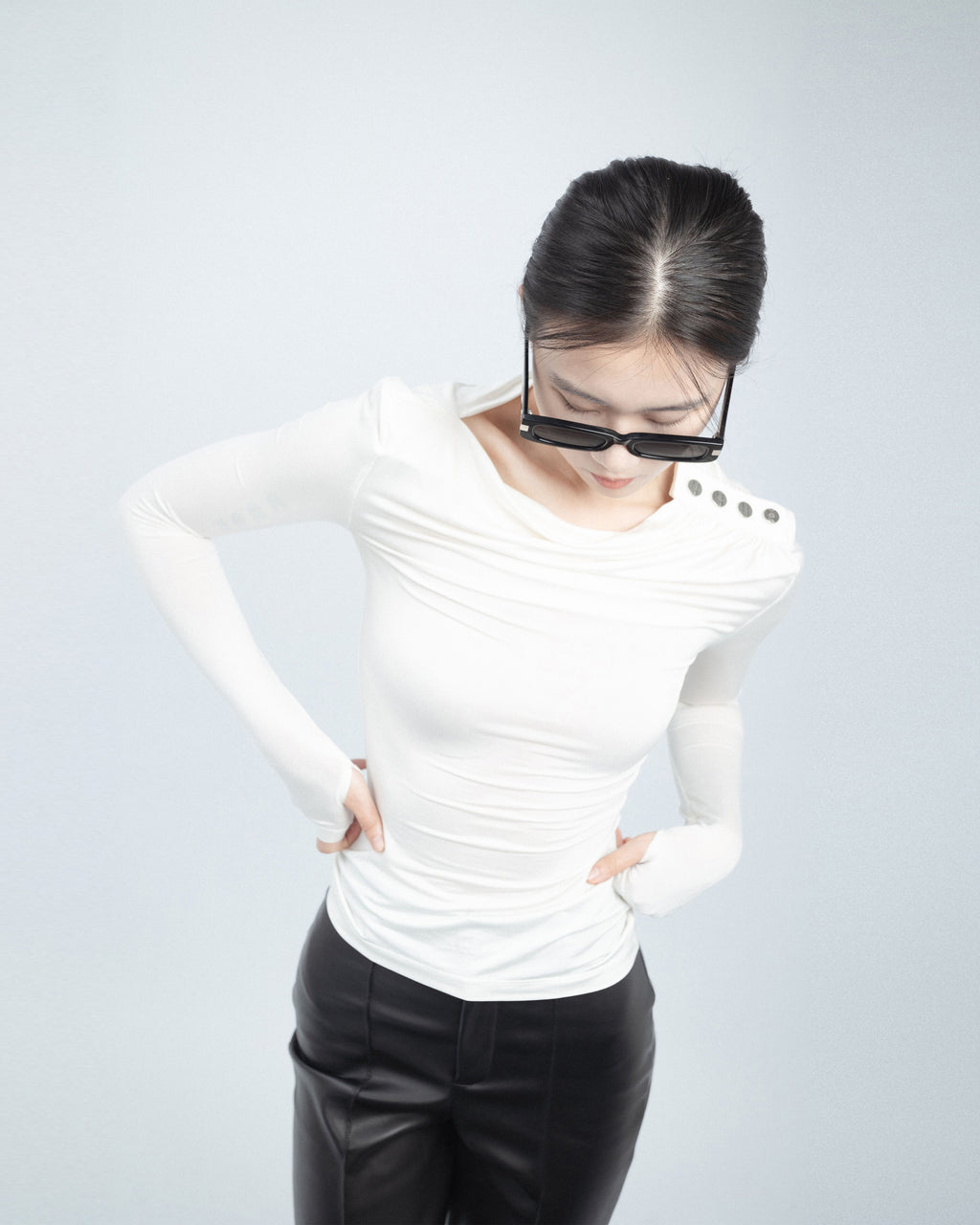 Lucien Draped Long Sleeve Top
