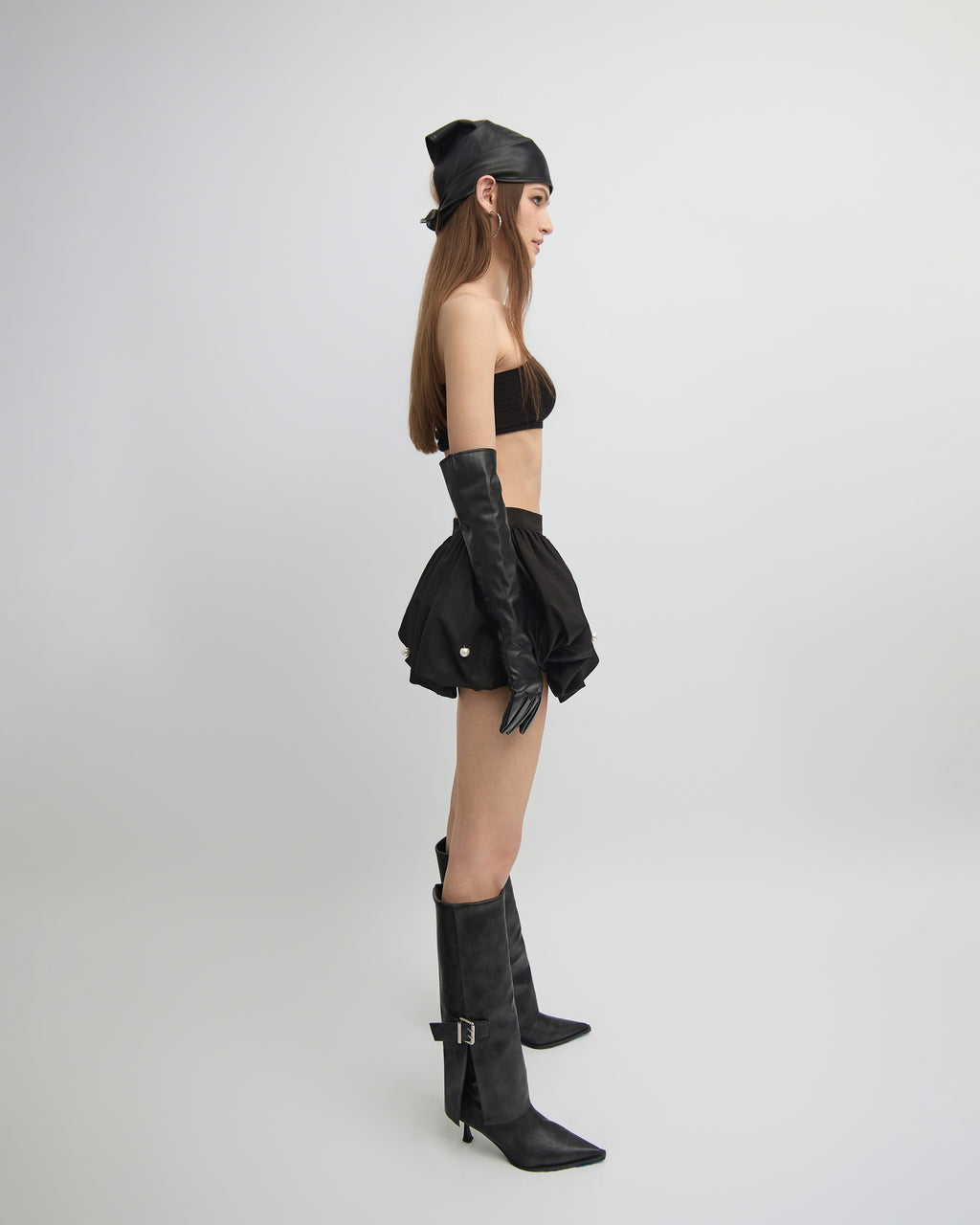 Daphne Pearl Embellished Bubble Mini Skirt