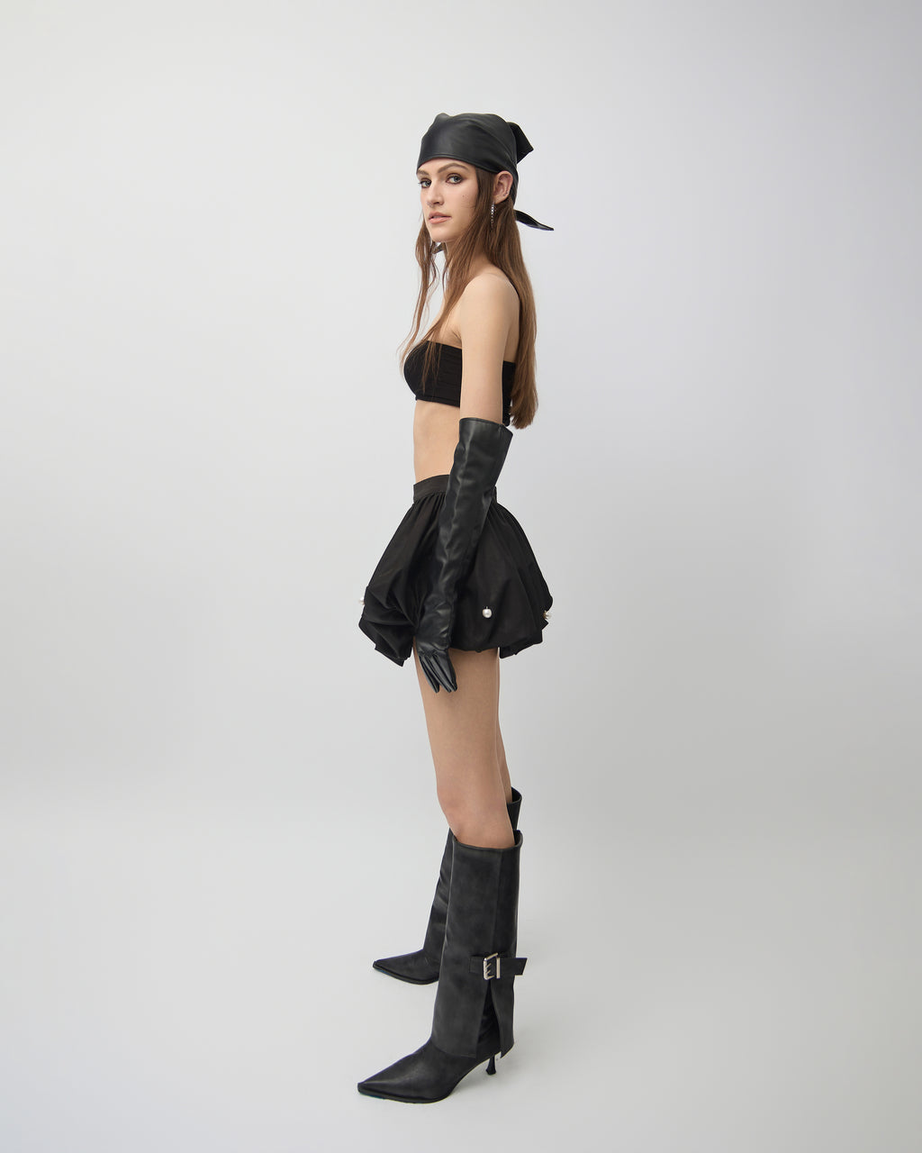 Daphne Pearl Embellished Bubble Mini Skirt