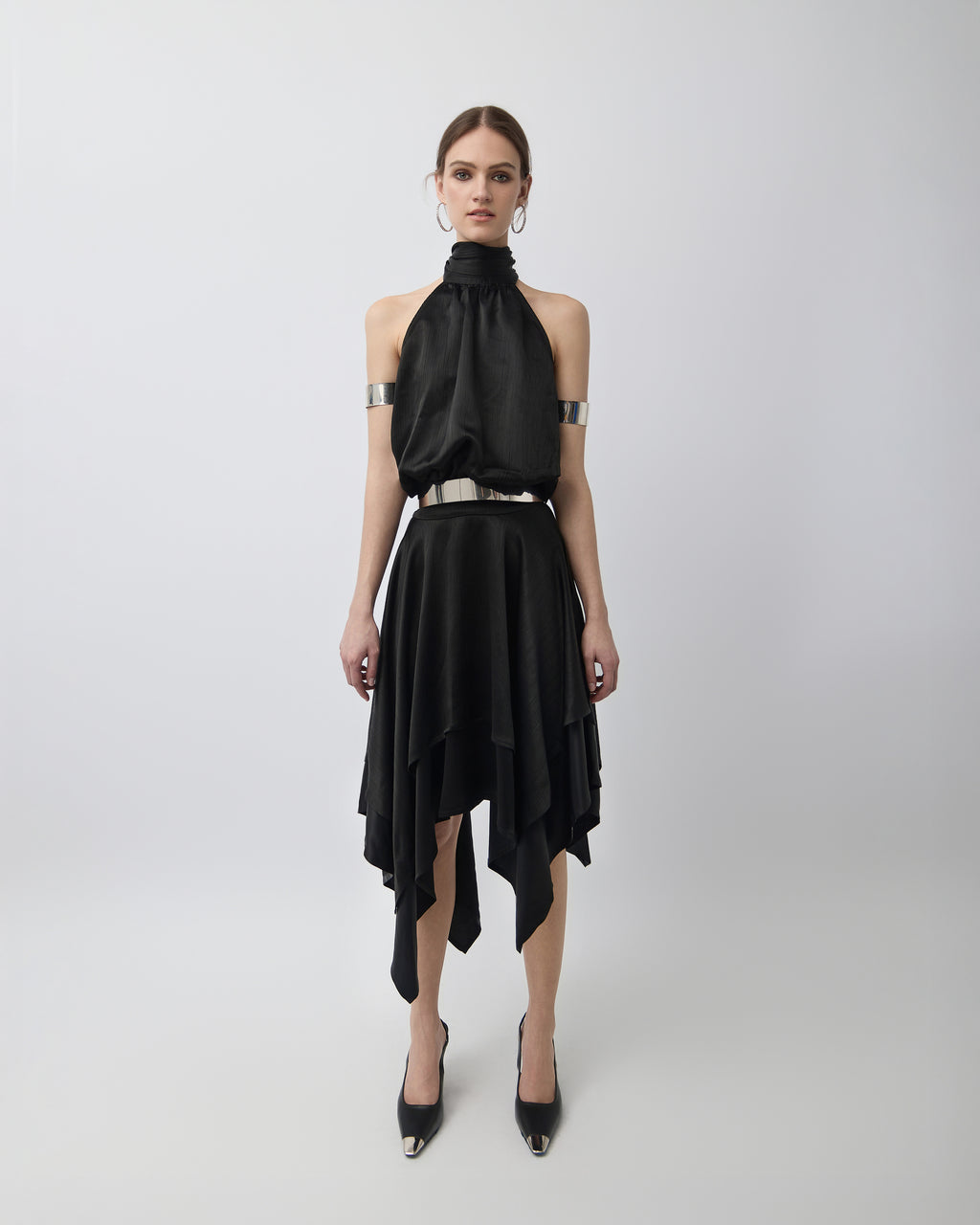 Celeste Halter Scarf-Hem Dress
