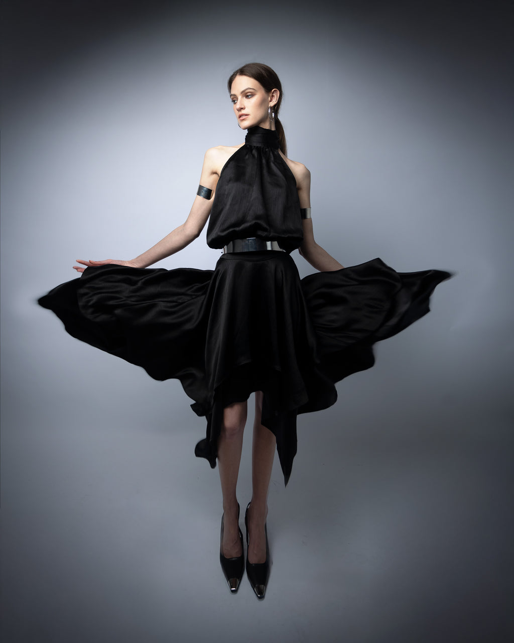Celeste Halter Scarf-Hem Dress