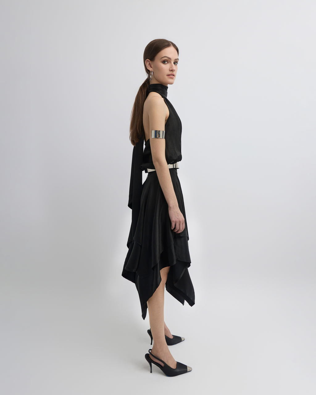 Celeste Halter Scarf-Hem Dress
