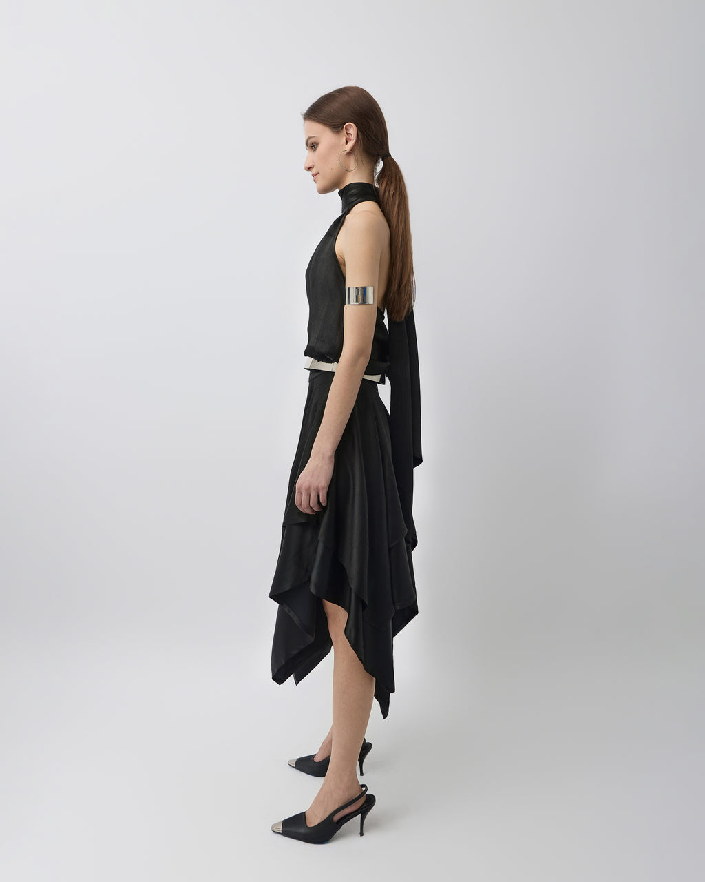 Celeste Halter Scarf-Hem Dress