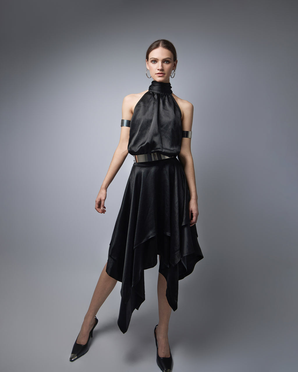Celeste Halter Scarf-Hem Dress