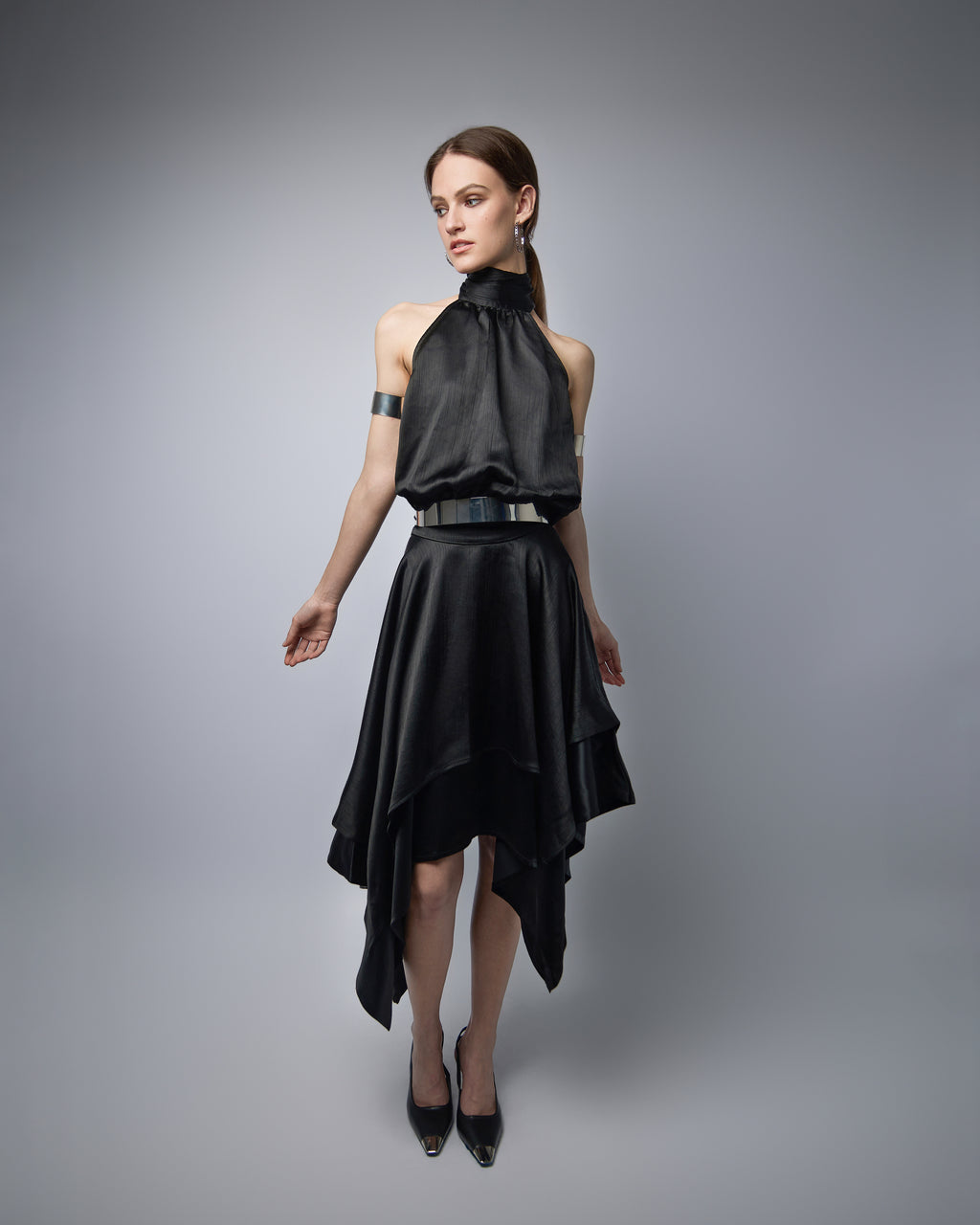 Celeste Halter Scarf-Hem Dress