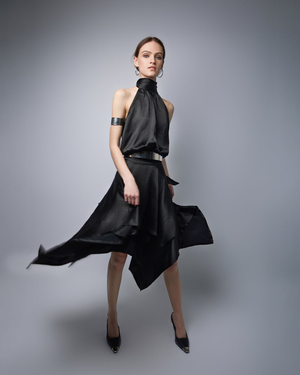 Celeste Halter Scarf-Hem Dress