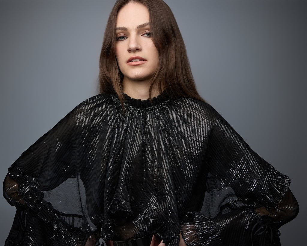 Cyra Chiffon Cape Blouse