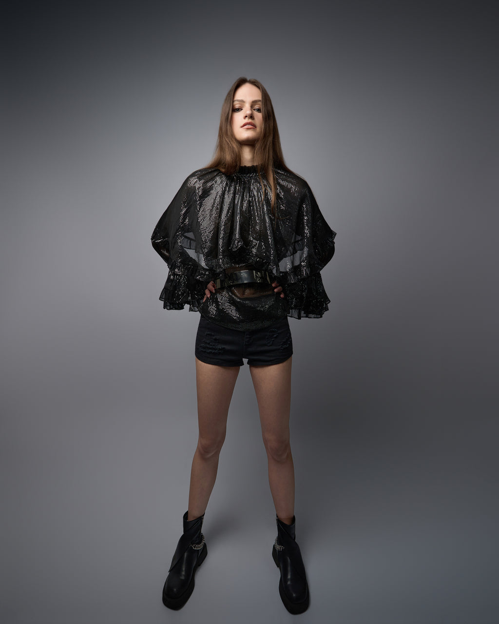 Cyra Chiffon Cape Blouse
