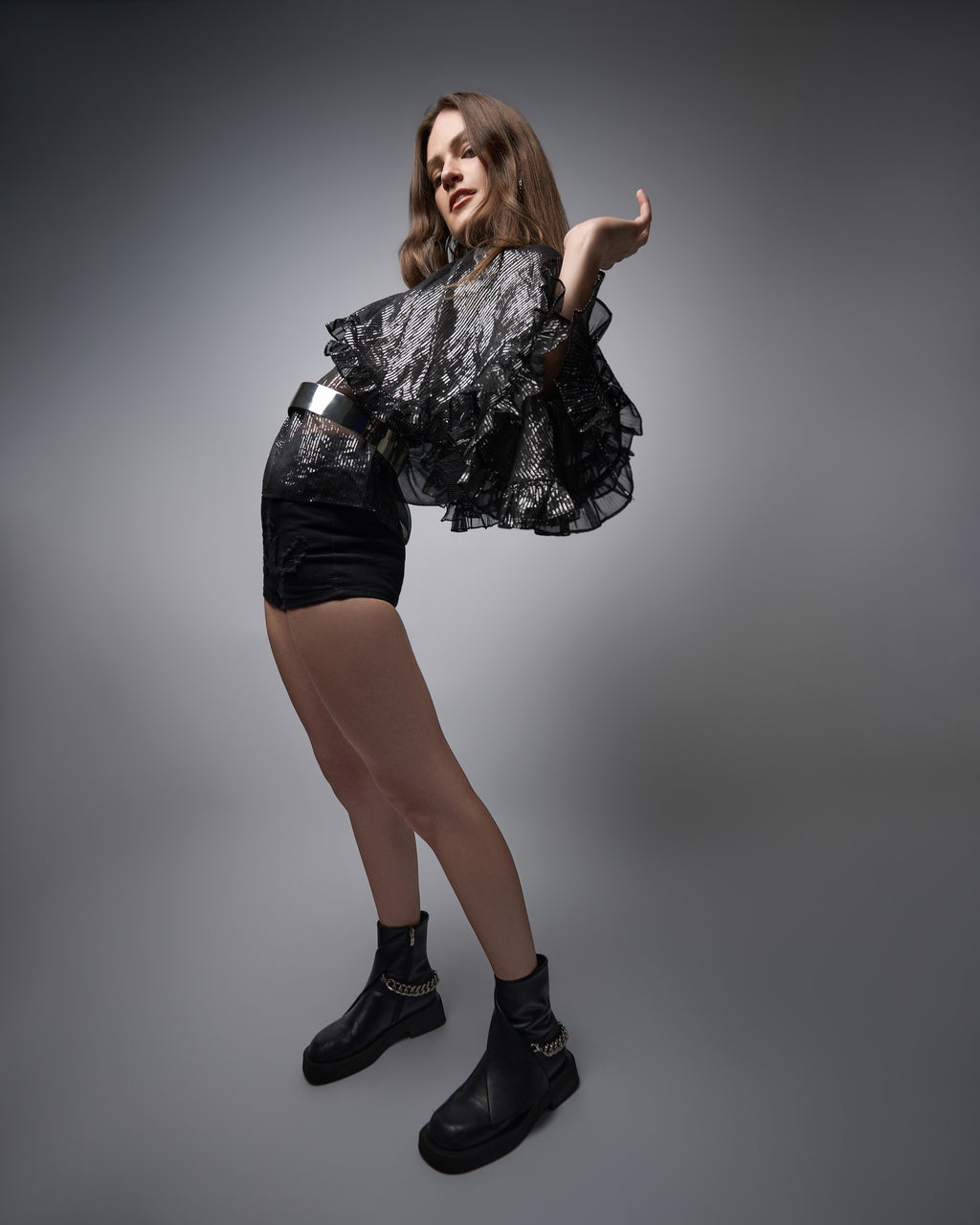 Cyra Chiffon Cape Blouse