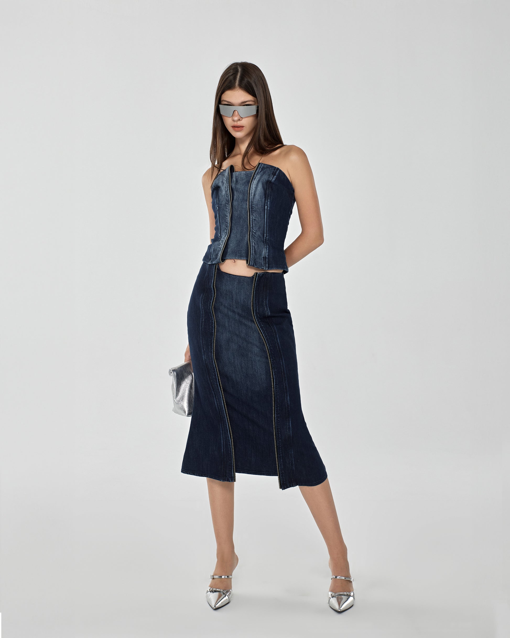 Astrid Denim Flats Skirt
