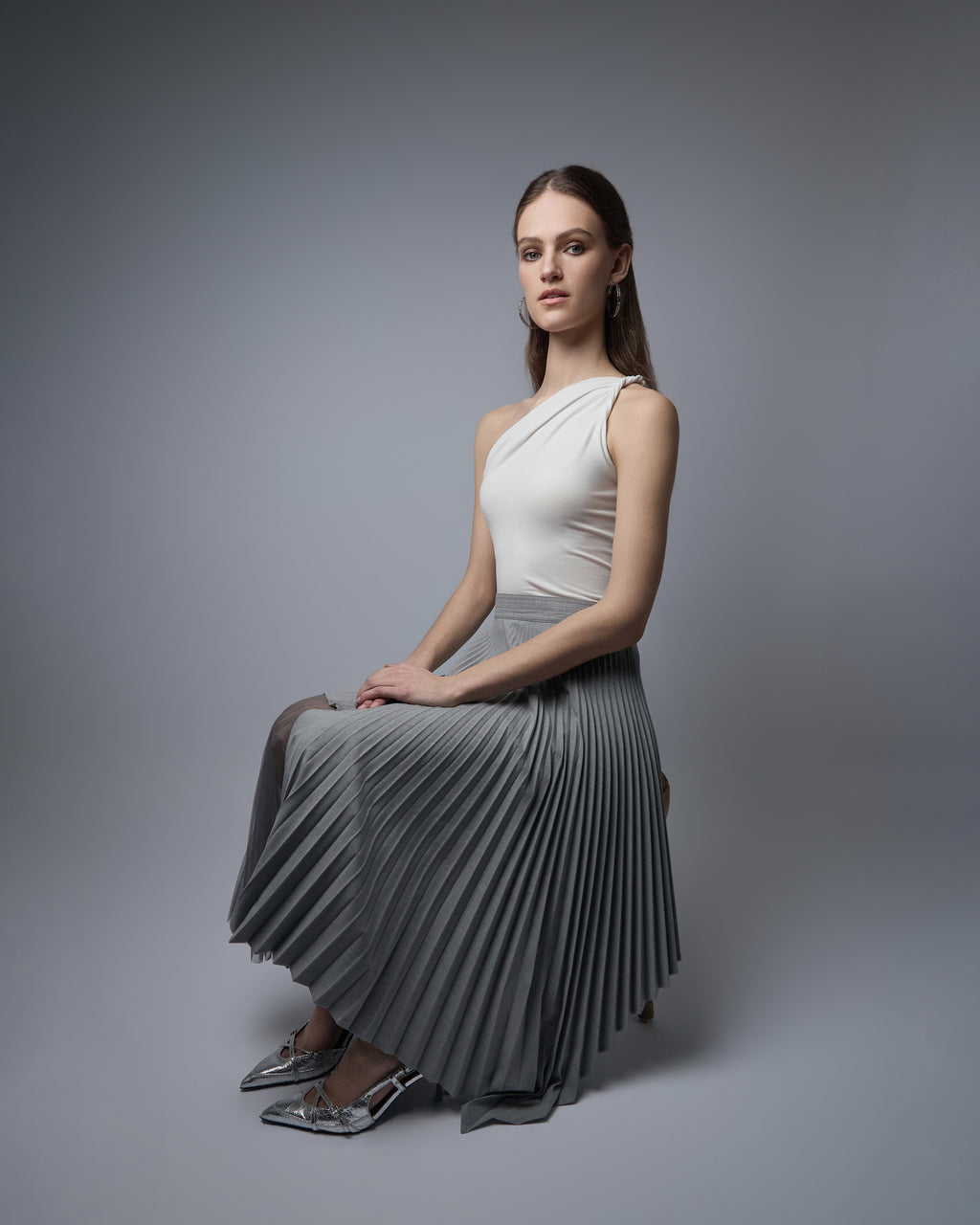 Dove Pleated Skirt