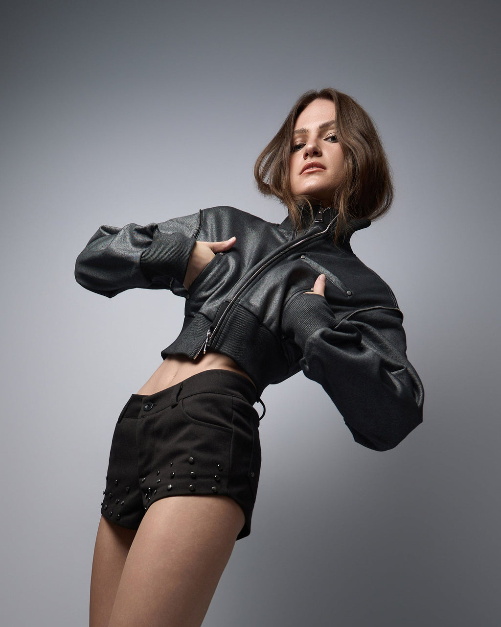 Nyx Metallic Cropped Jacket