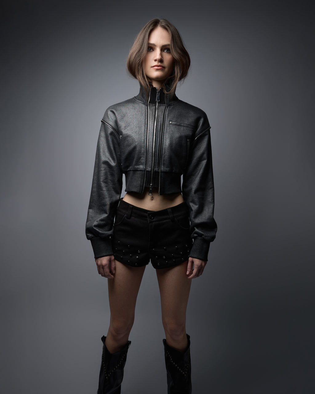 Nyx Metallic Cropped Jacket