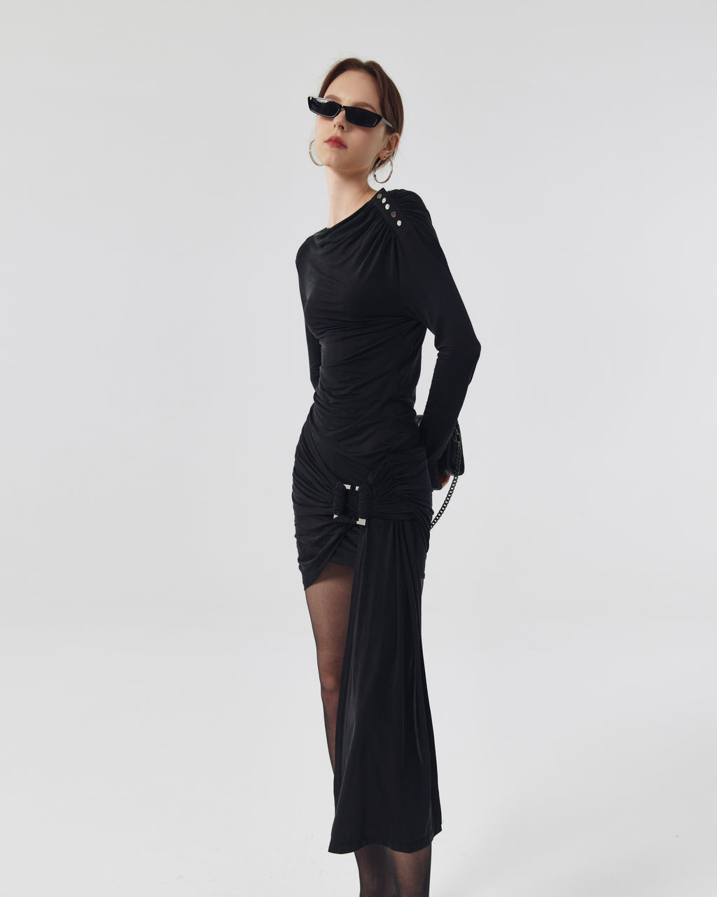 Eclipse Draped Dress with U Buckle