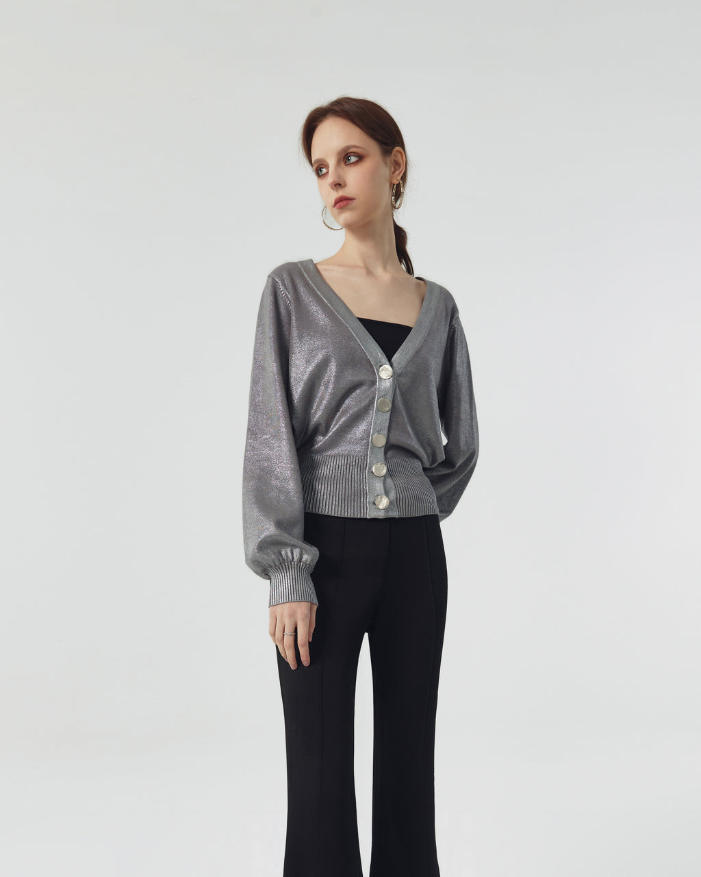 Astra Metallic Silver Cardigan