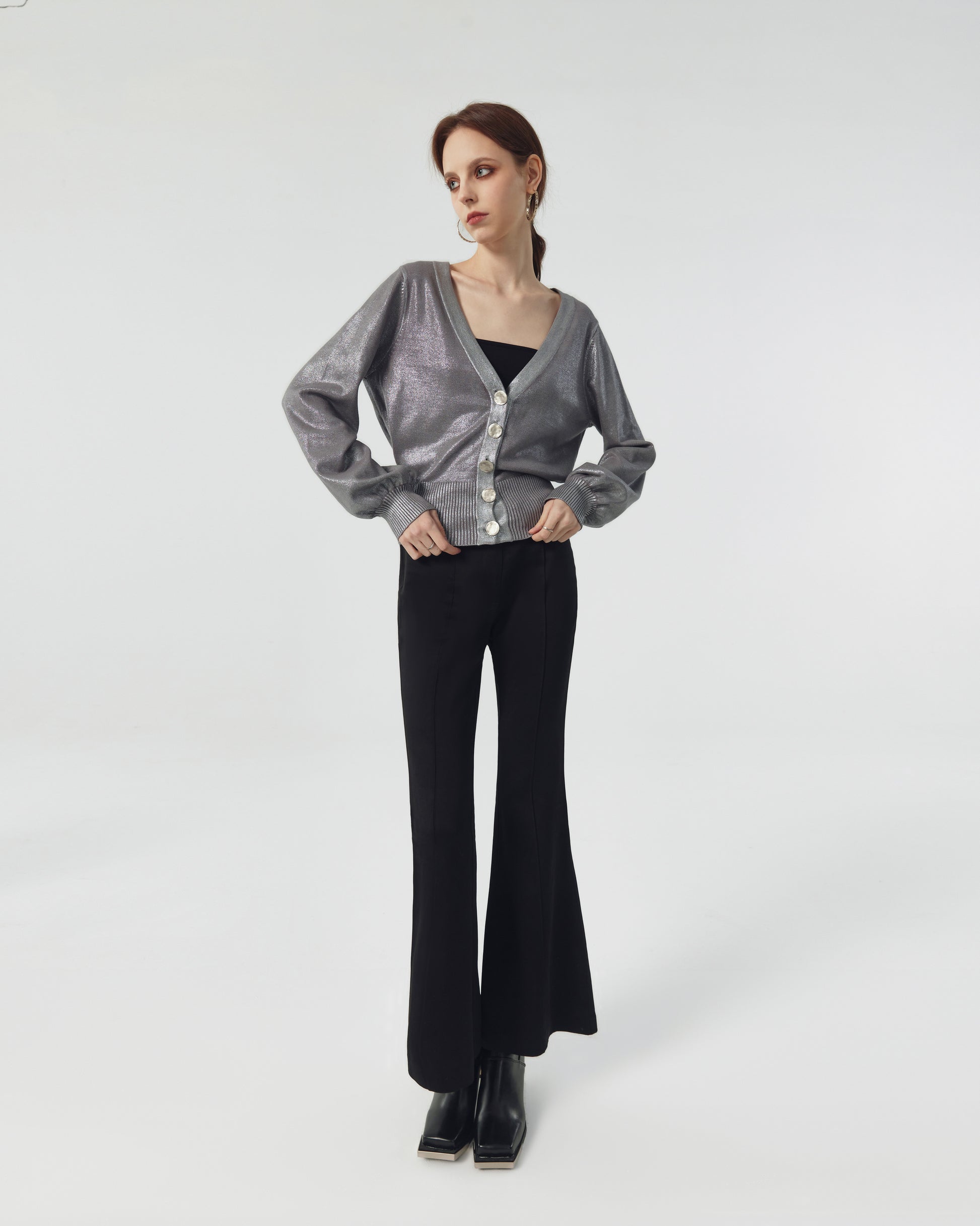 Astra Metallic Silver Cardigan