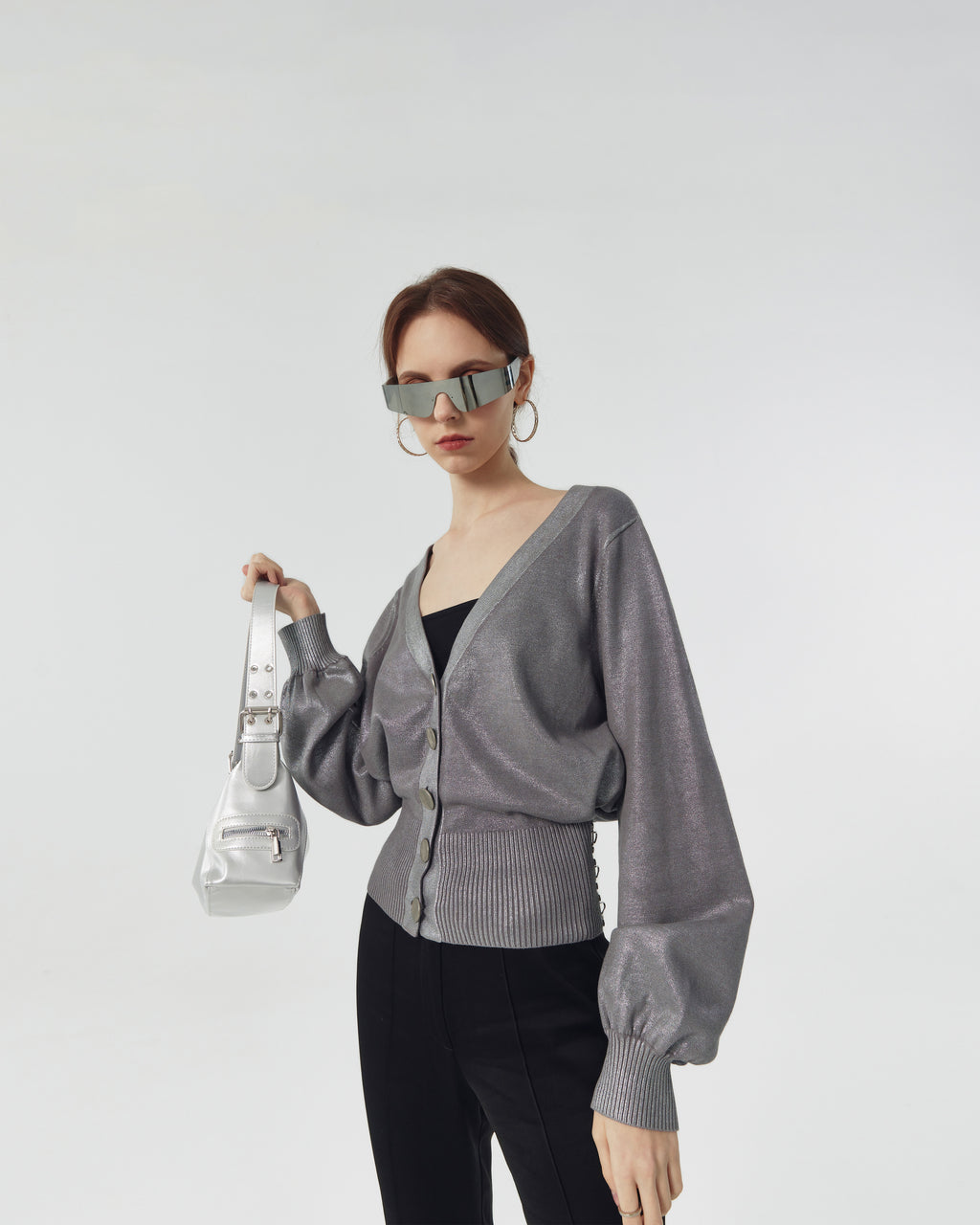 Astra Metallic Silver Cardigan