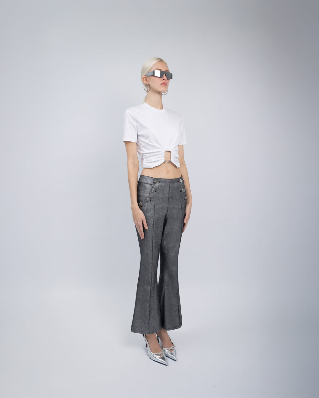 Galaxy Metallic Flared Jeans