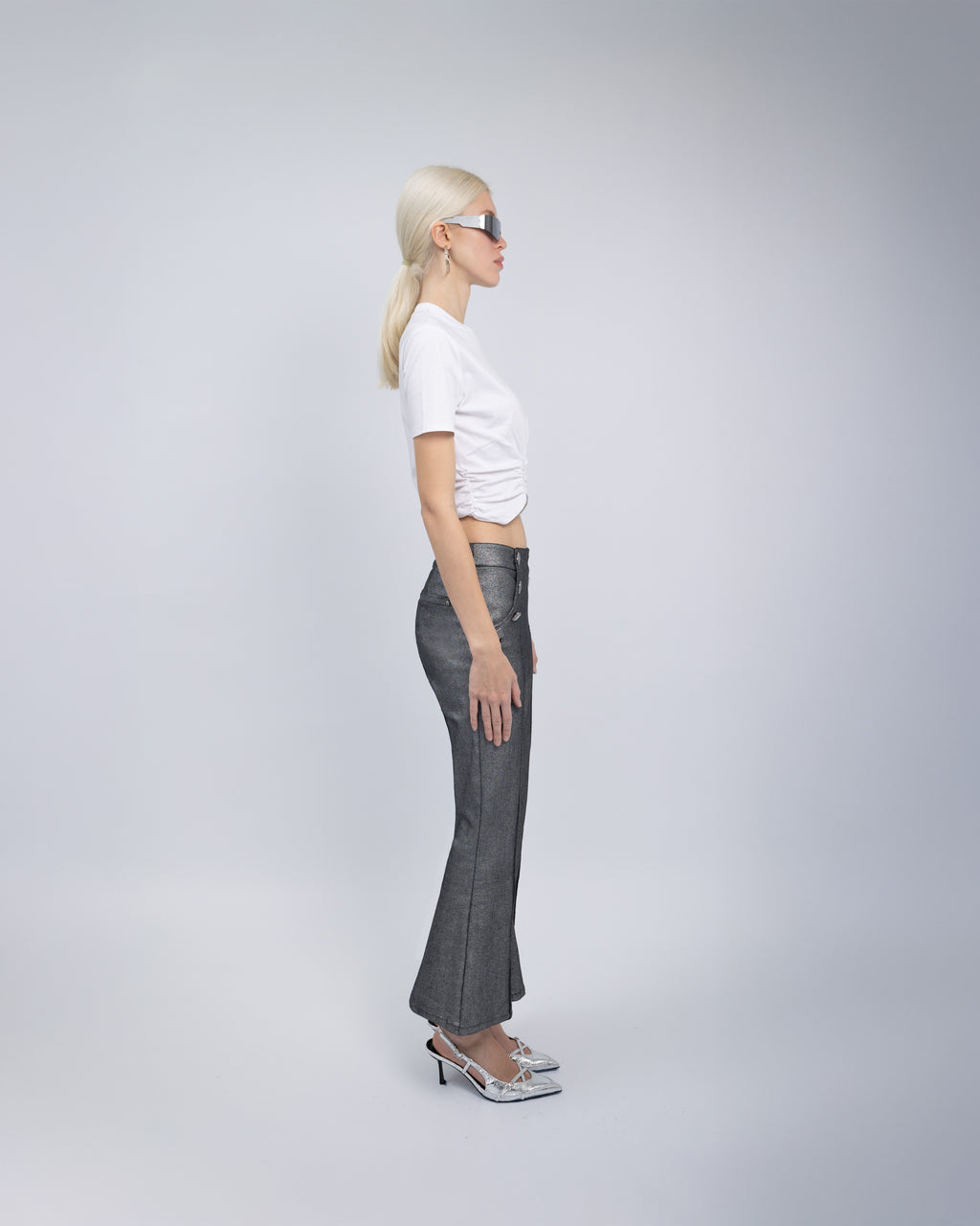Galaxy Metallic Flared Jeans
