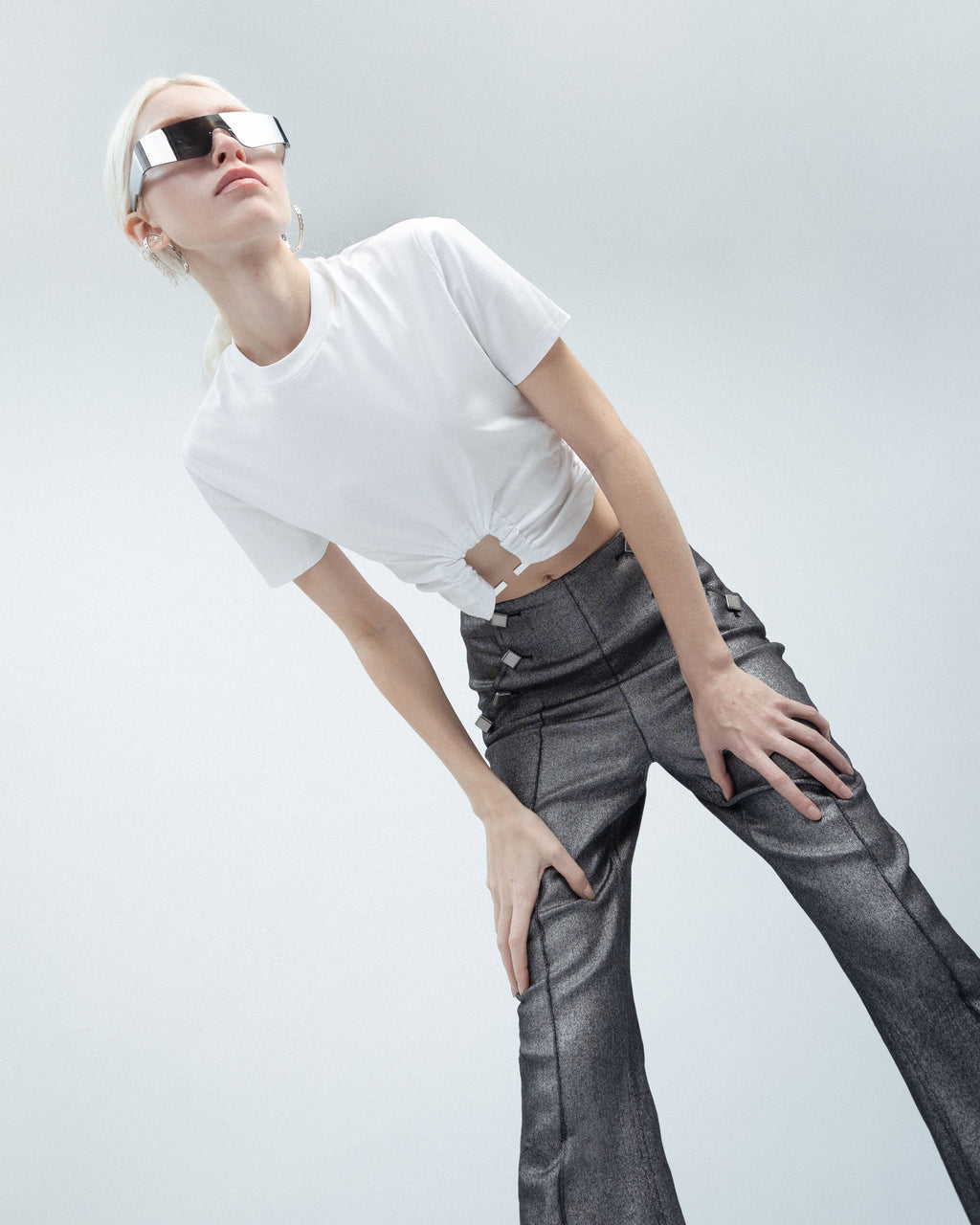 Galaxy Metallic Flared Jeans
