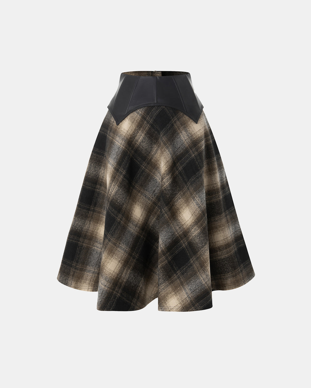 Arebella Plaid Skirt with Leather Waist Cincher