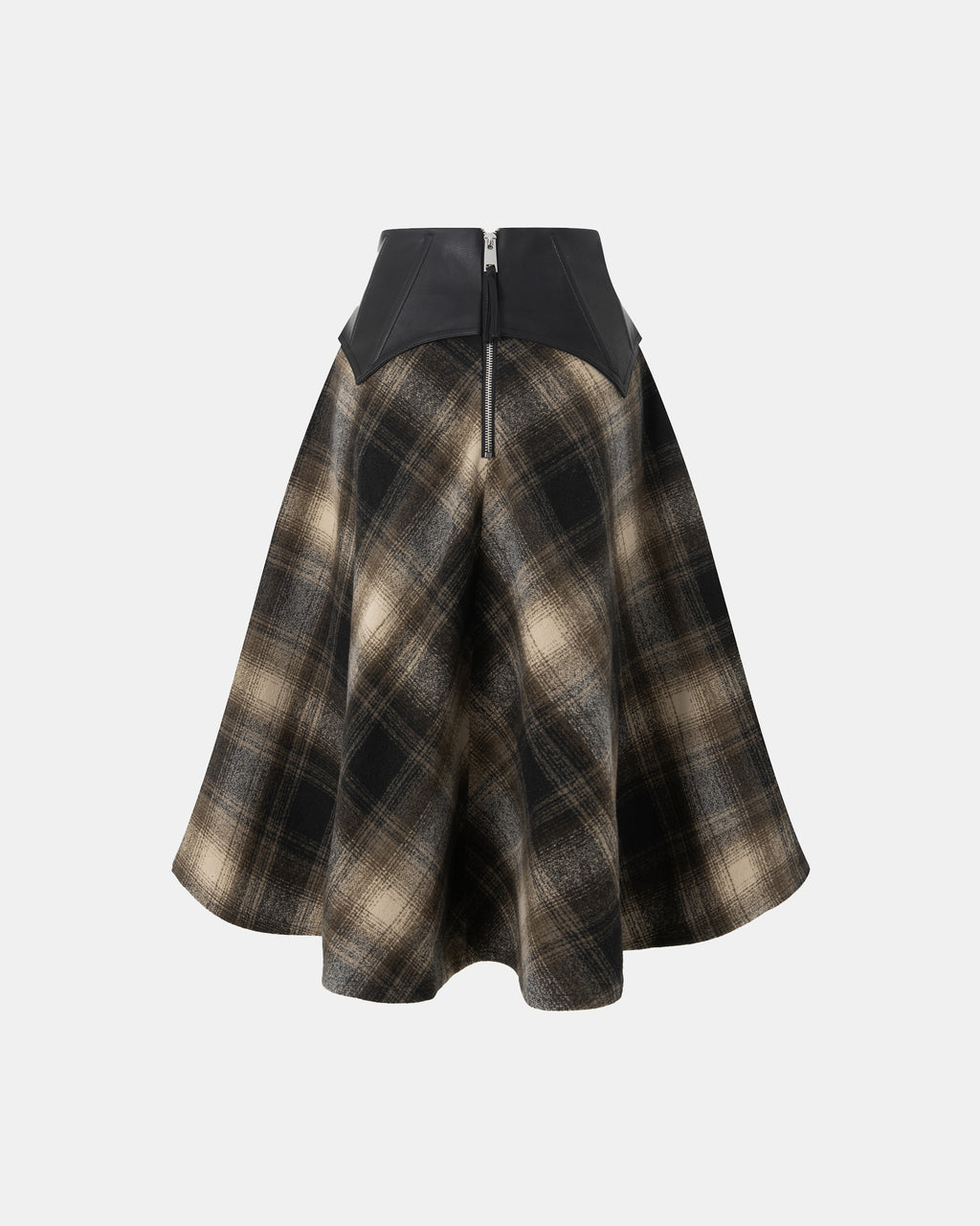 Arebella Plaid Skirt with Leather Waist Cincher