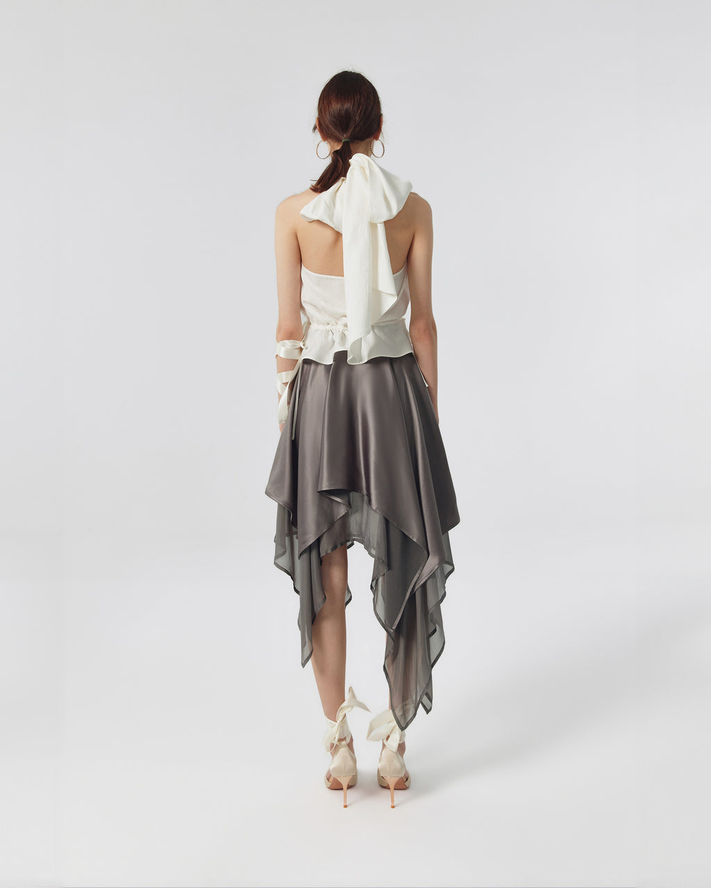 Giselle Satin Asymmetric Scarf Skirt image 5