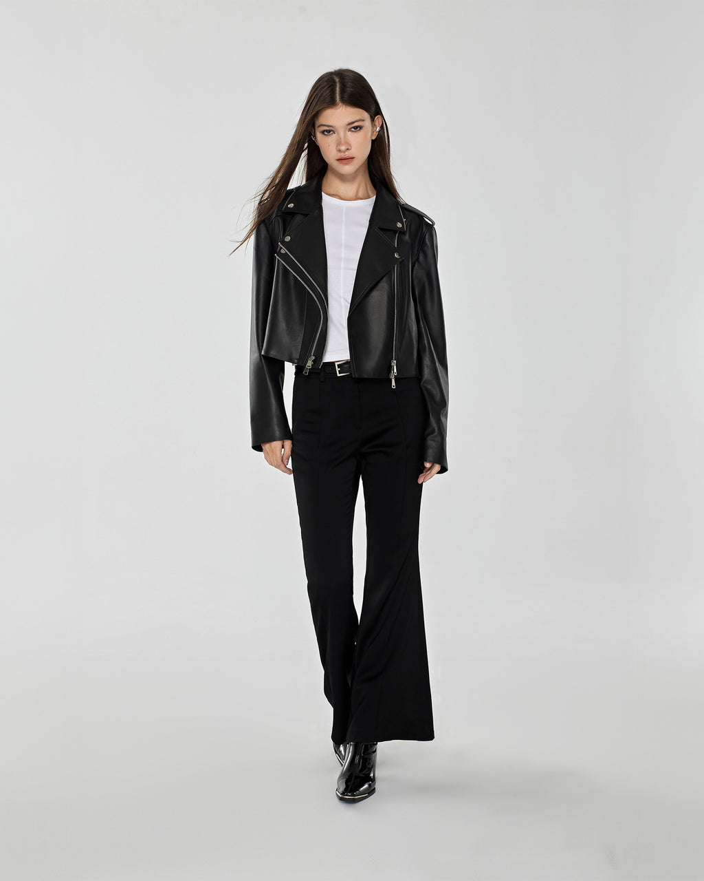 Estella Double Lapel Biker Leather Jacket image 2