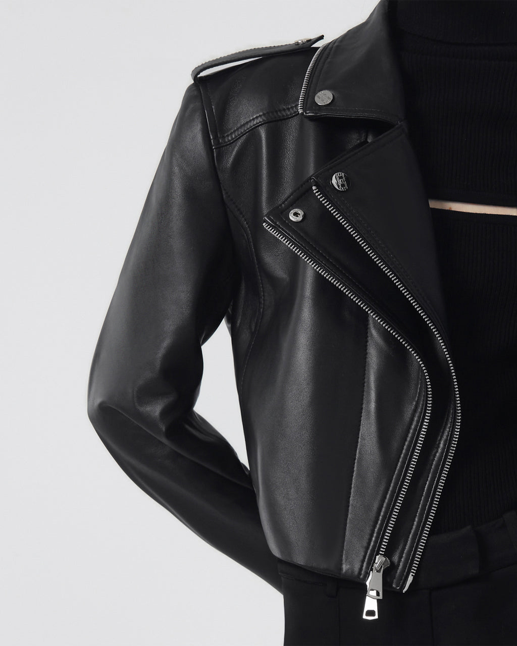 Estella Double Lapel Biker Leather Jacket image 3